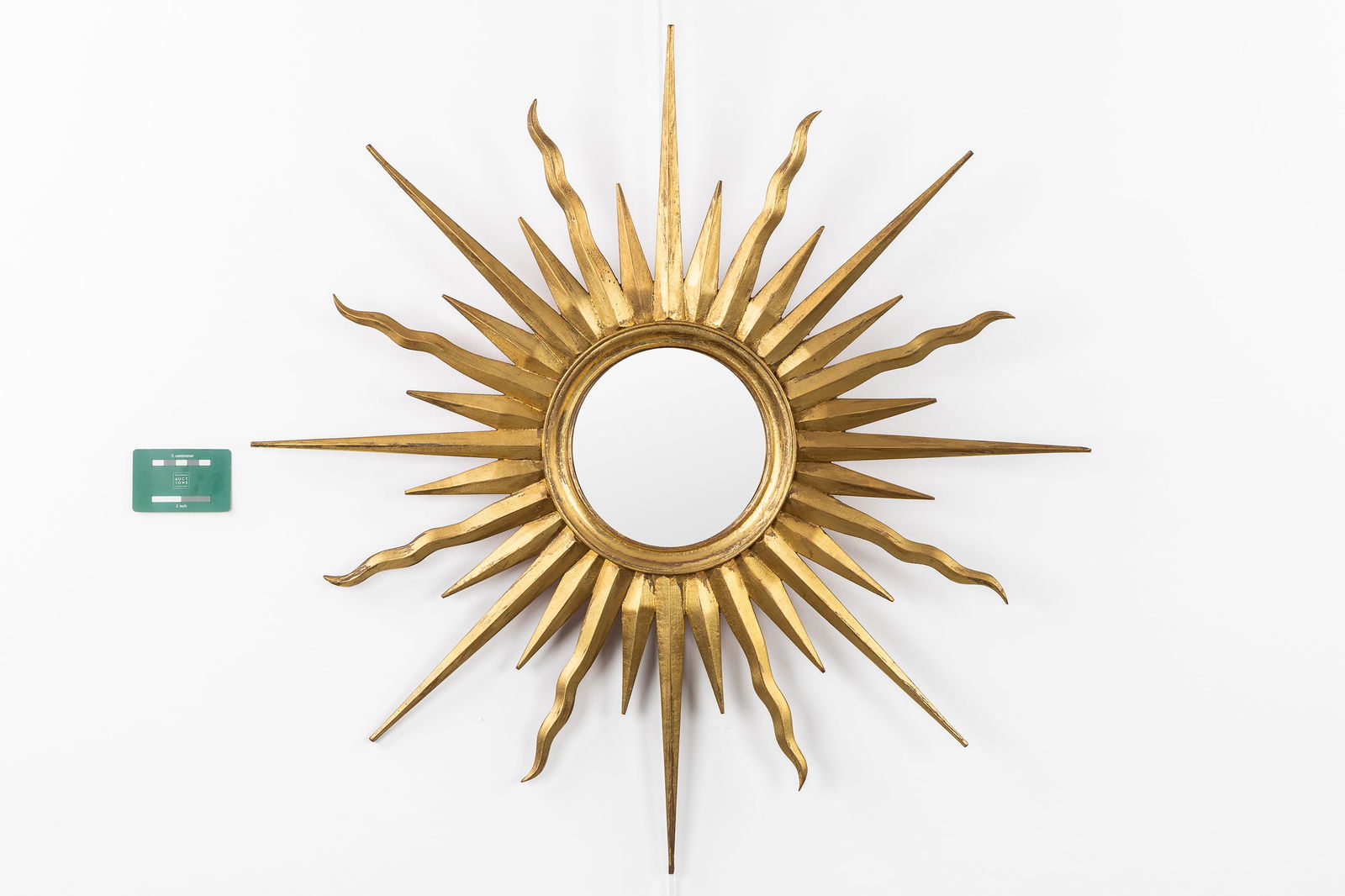 A mid-century sunburst mirror, gilt wood. Circa 1960-1970. (1 of 4)