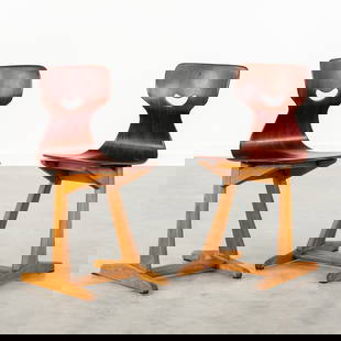 Adam Stegner (XX) a Pair of School Chairs, for Flötotto, Germany. Circa 1960.: Adam Stegner (XX) a Pair of School Chairs, for Flötotto, Germany. Circa 1960. Beech, pagholz and aluminium.Designed by Adam Stegner, for Flötotto (Germany).Labeled 'FF - Schulmöbel' and 'PAG,