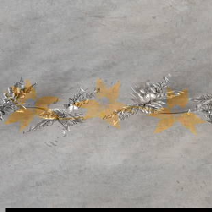 Willy Daro (1918-1990) (Attr.), A wall lamp 'Flowers', for Massive, Belgium, circa 1970.: Willy Daro (1918-1990) (Attr.), A wall lamp 'Flowers', for Massive, Belgium, circa 1970. A wall lamp with three light points.Gilded metal.Design for Massive, Belgium.Not signed. Dimensions:(W:125 x