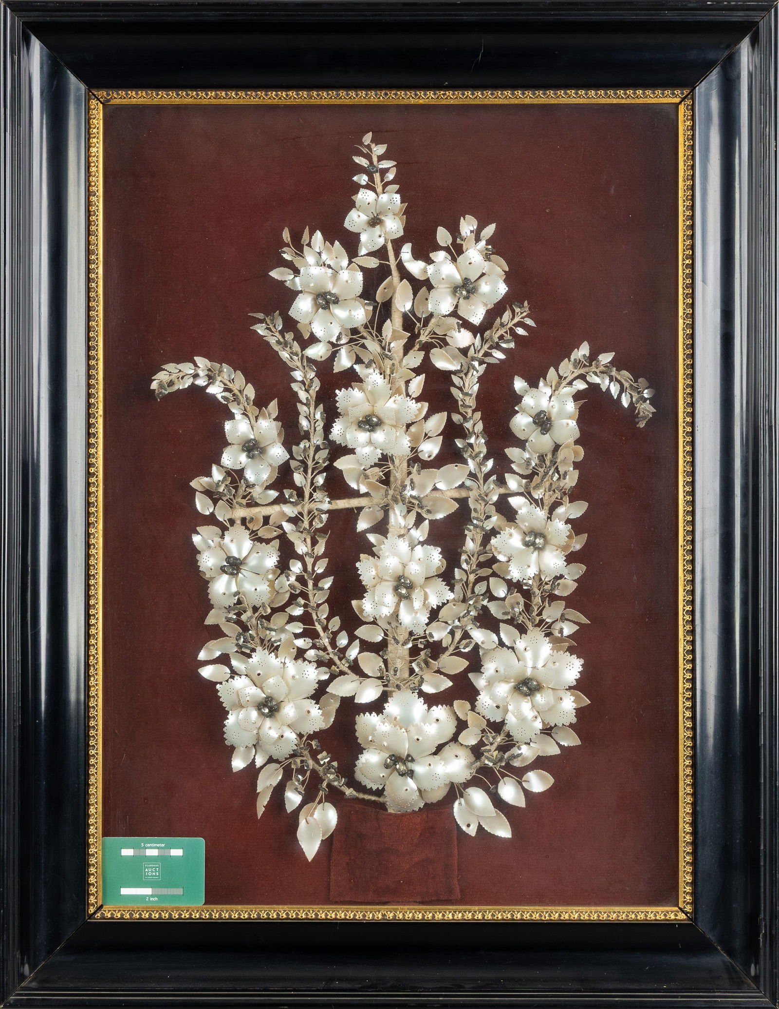 A Frame with Floral Decoration of Mother of Pearl, Nautilus shell. (1 of 6)
