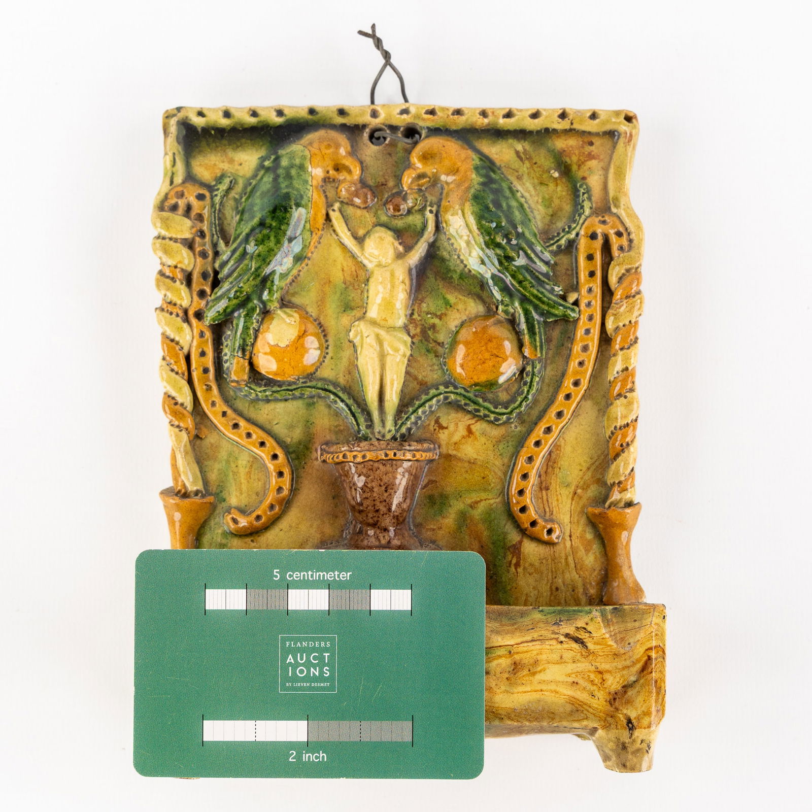 Willemyns/Maes, Torhout, Flemish Pottery, a Holy Water Font decorated with Corpus Christi and (1 of 6)