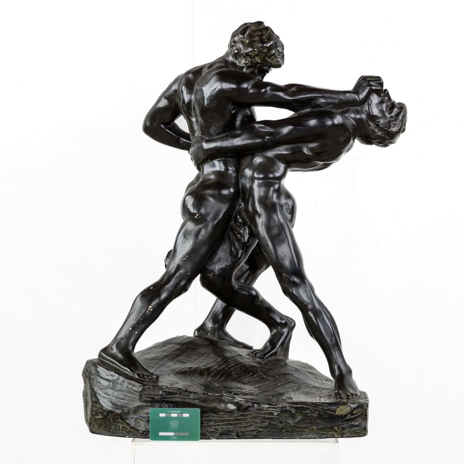 Jef Lambeaux (1852-1908) 'Les Lutteurs' Patinated plaster.: Jef Lambeaux (1852-1908) 'Les Lutteurs' Patinated plaster. Les Lutteurs - The Wrestlers Patinated plaster. Signed Jef Lambeaux. Circa 1900. Dimensions:(W:50 x H:72 x L:33 cm)