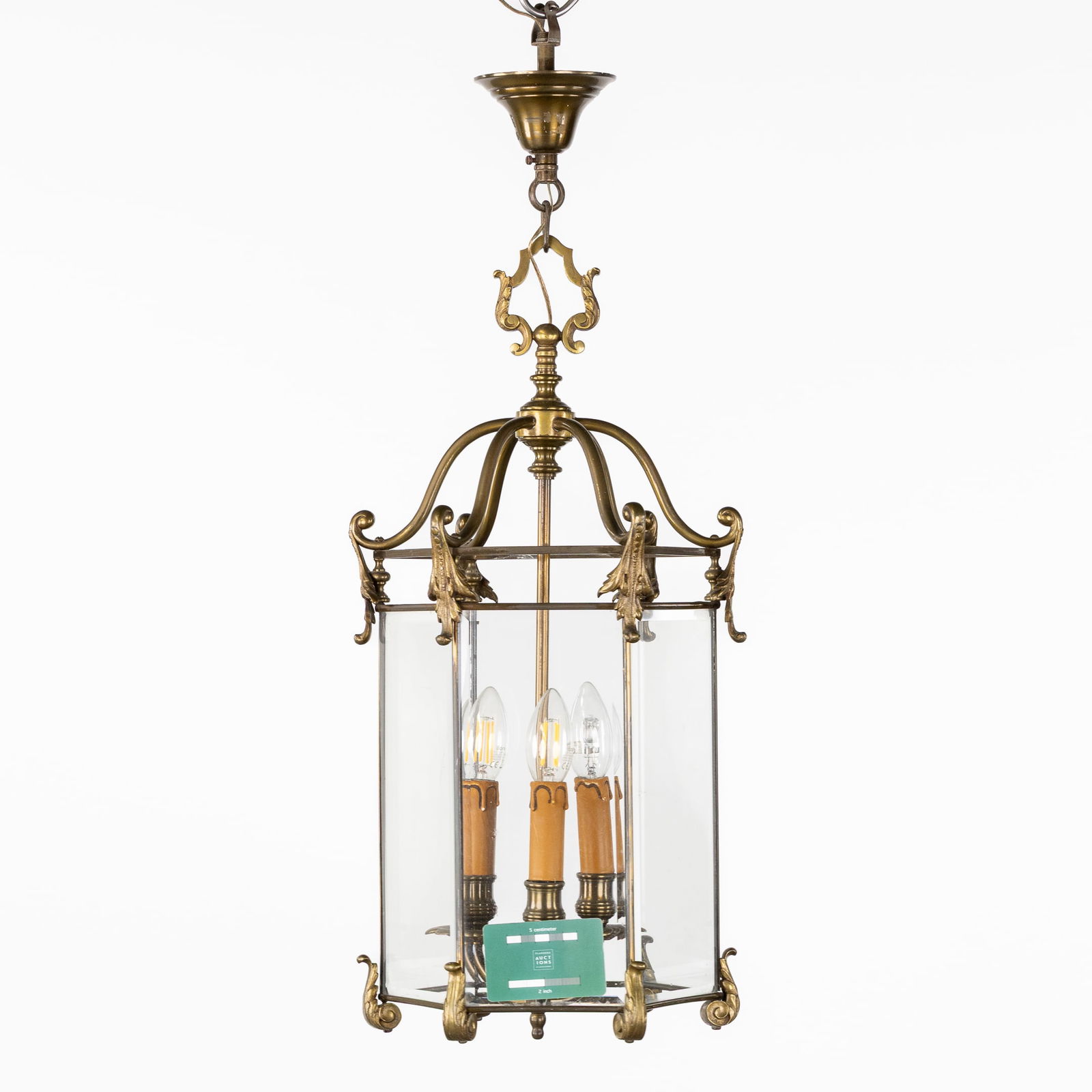 A Hall Lantern, Bronze and Glass. (1 of 5)