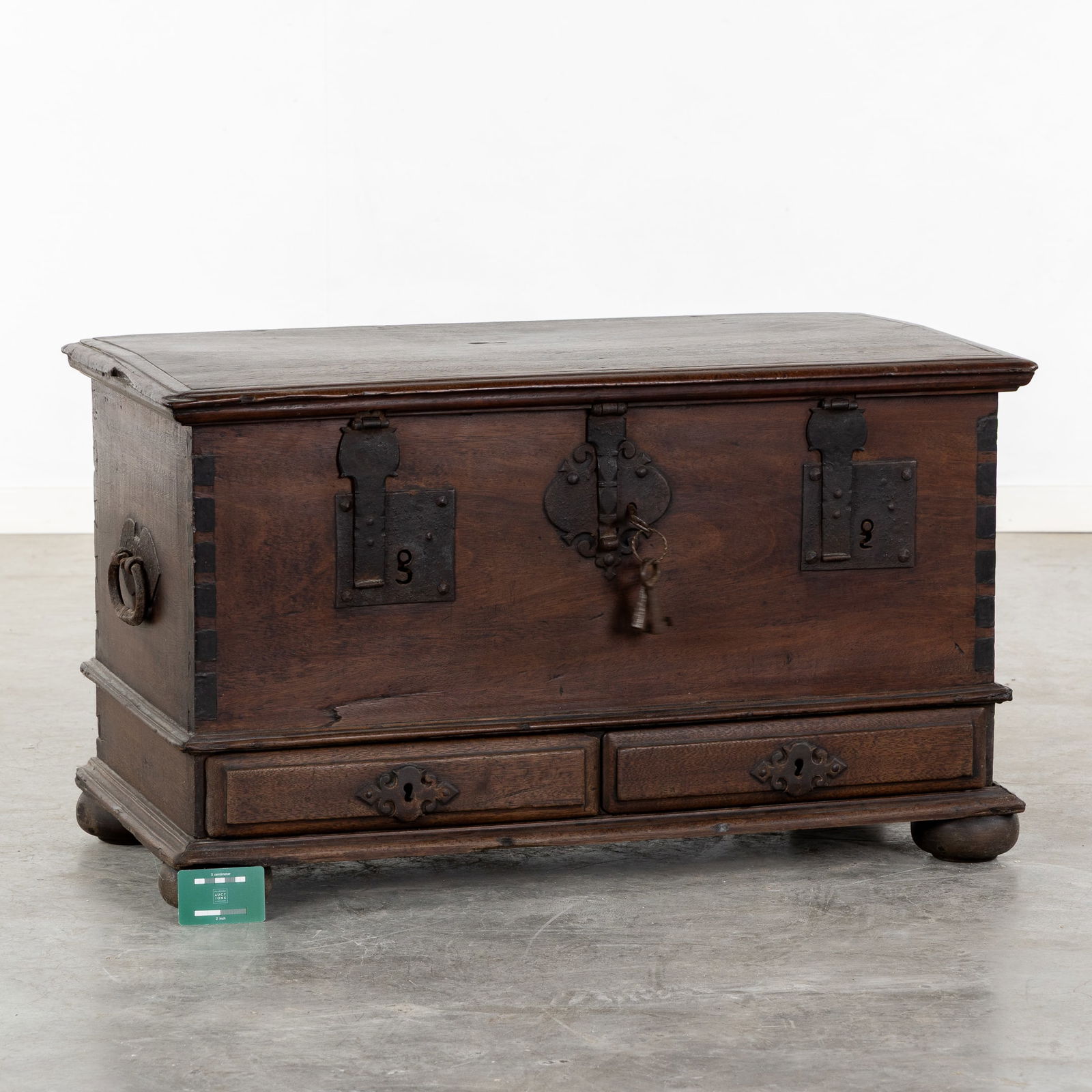 An Antique Wooden Chest with Wrought Iron Fittings, 17th/18th C. (1 of 9)
