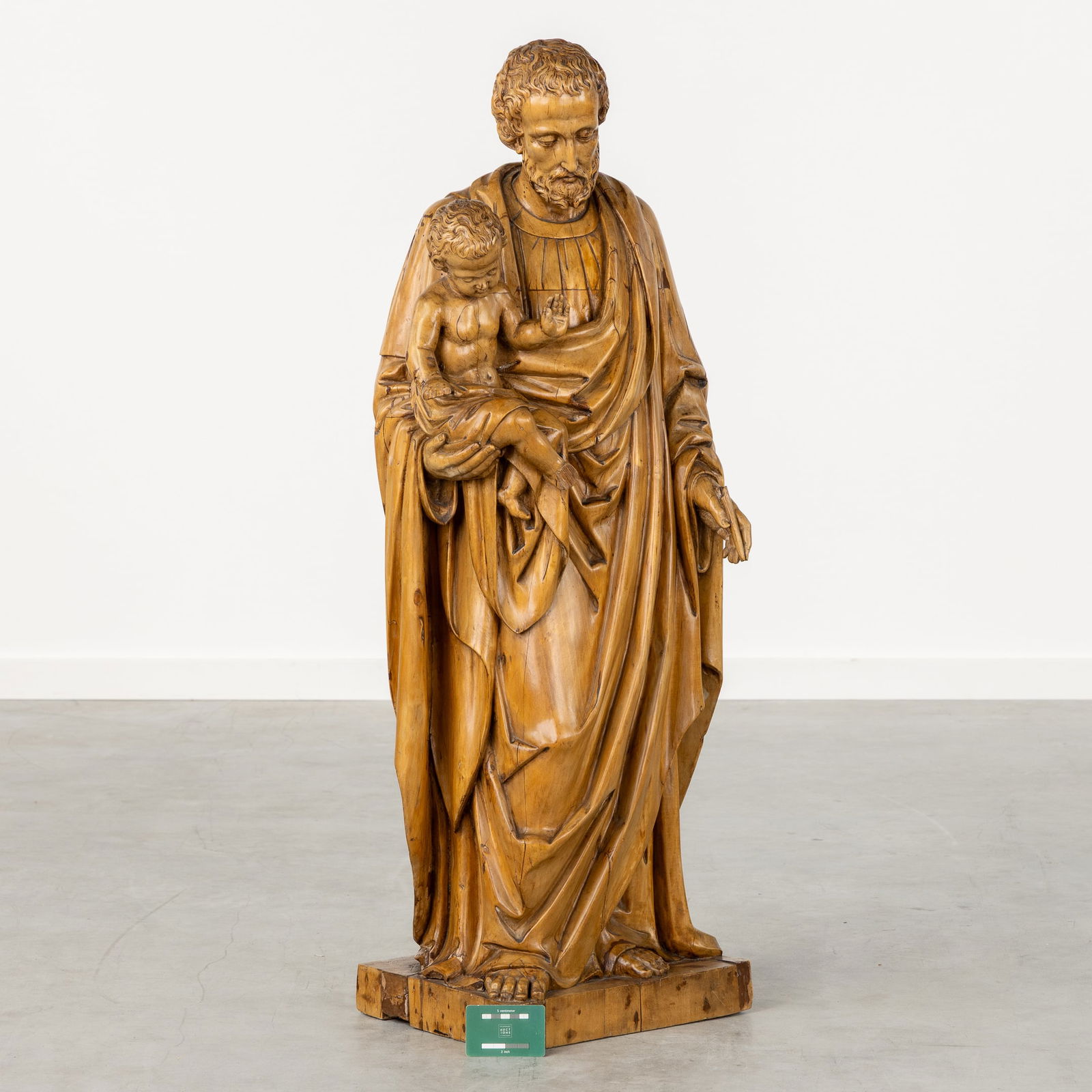 Saint Joseph with Child, a wooden sculpture. Gothic Revival style. Circa 1900. (1 of 8)