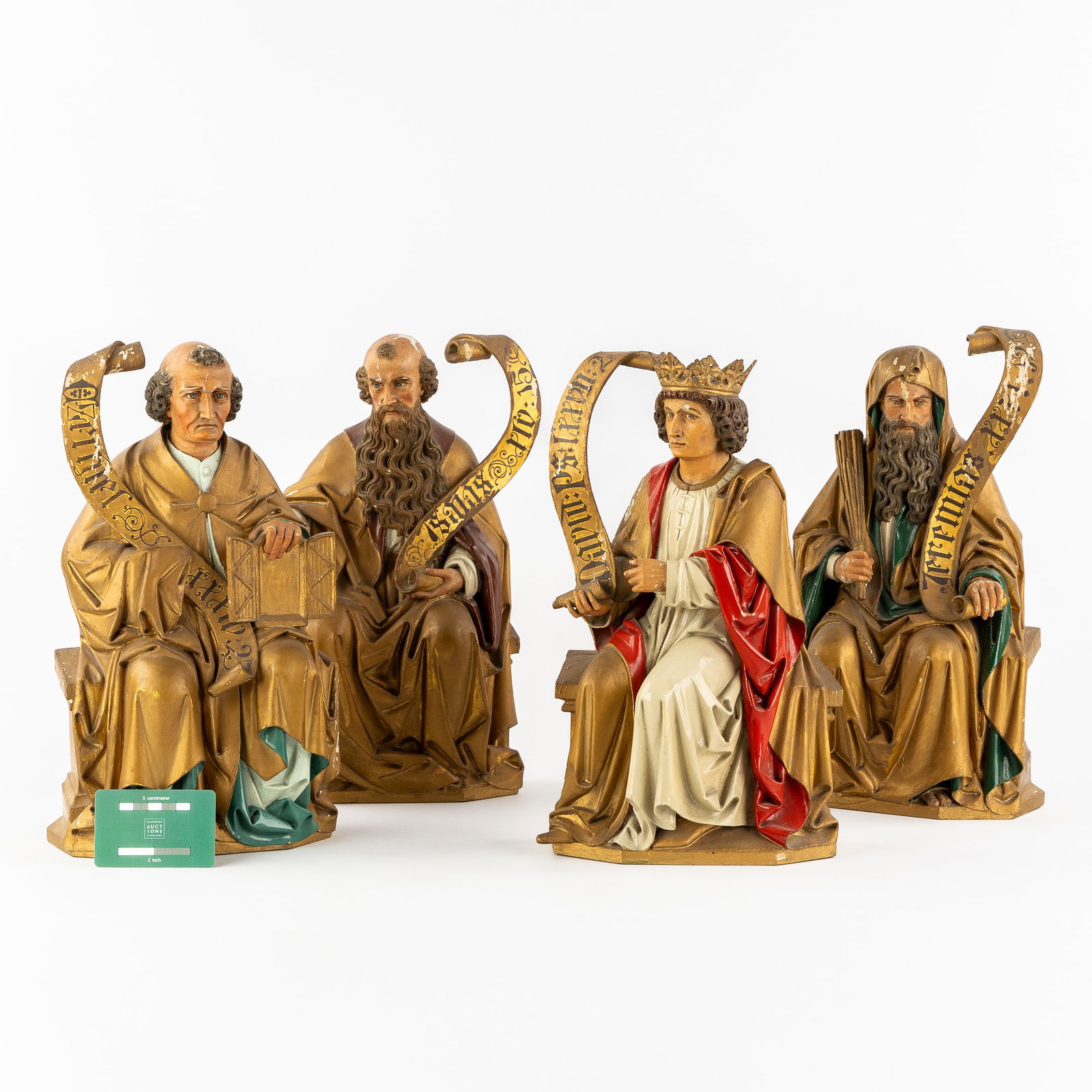 Four Exceptional Antique Wood-Sculptured Figures of the Prophets Isaiah, Ezekiel, Jeremiah and (1 of 10)