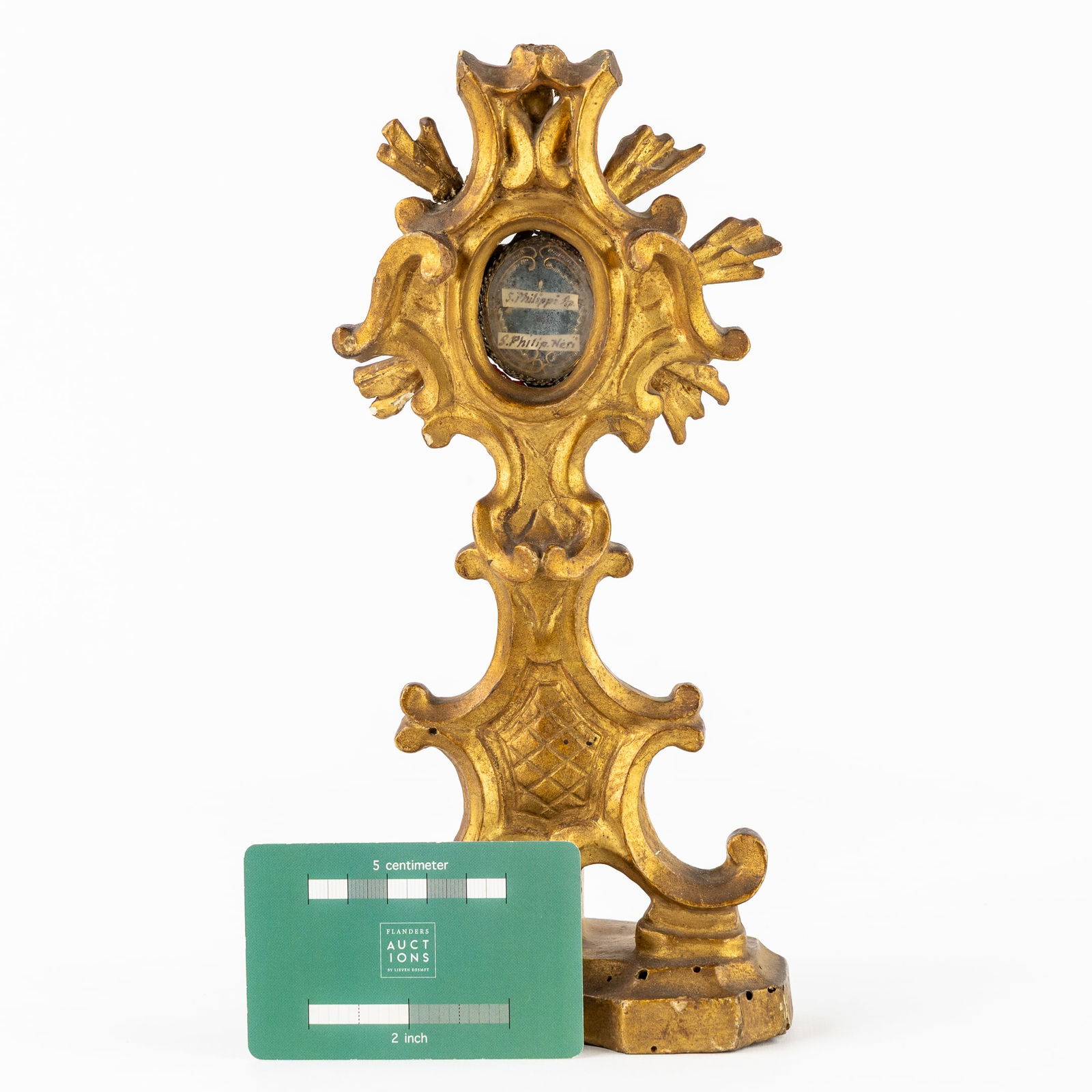 A Wood Sculptured Reliquary with Relics of Saint Philip the Apostle and Saint Philip Neri. (1 of 7)