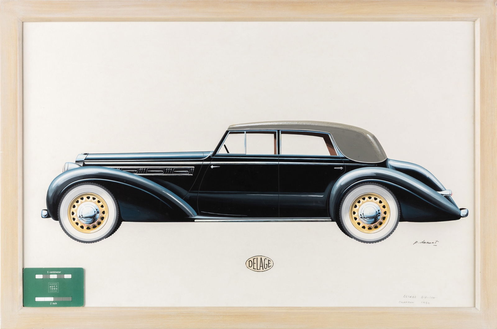 Pierre Dumont (1920-1987) 'Delage D-8-100, Chaperon, 1939': Pierre Dumont (1920-1987) 'Delage D-8-100, Chaperon, 1939' Watercolor on paper. Signed and titled lower right. (46,5 x 69,5 cm) Provenance: Collection Berko Fine Paintings