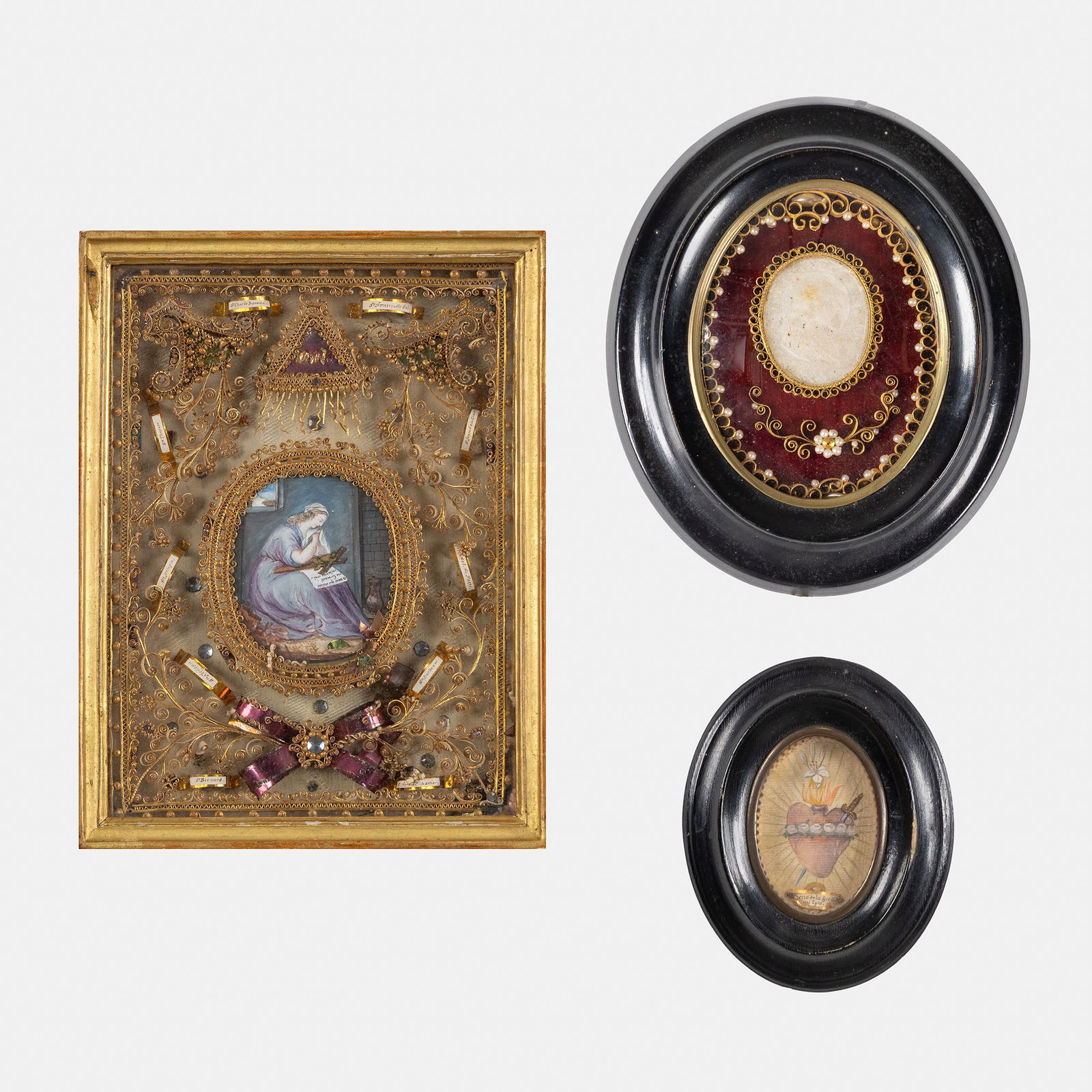 Three Reliquary Frames with Ex Voto, Wax Seal for Salvator Mundi, Relics. (1 of 8)