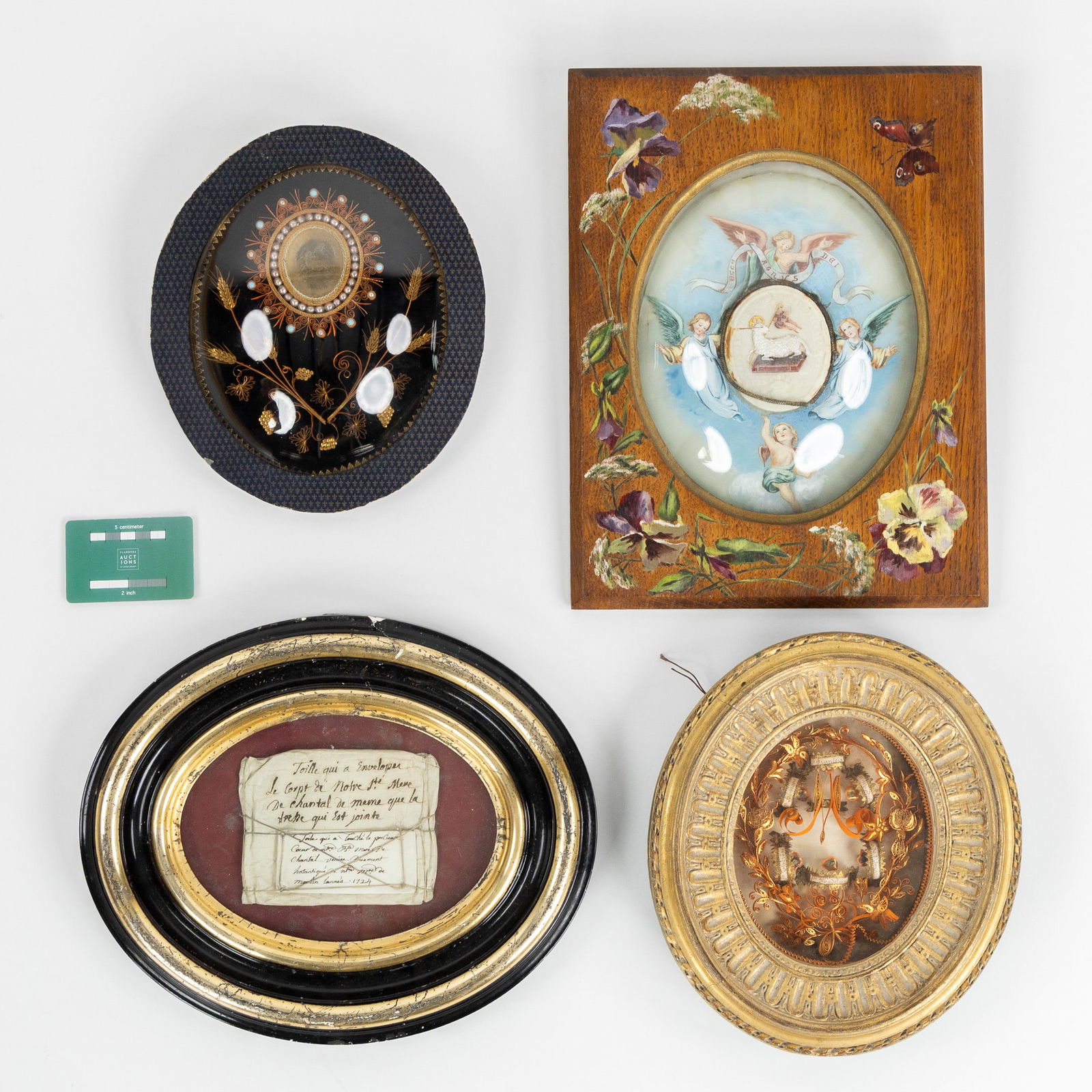 Four Reliquary Frames with Agnus Dei, Relics for saints. Circa 1900. (1 of 6)