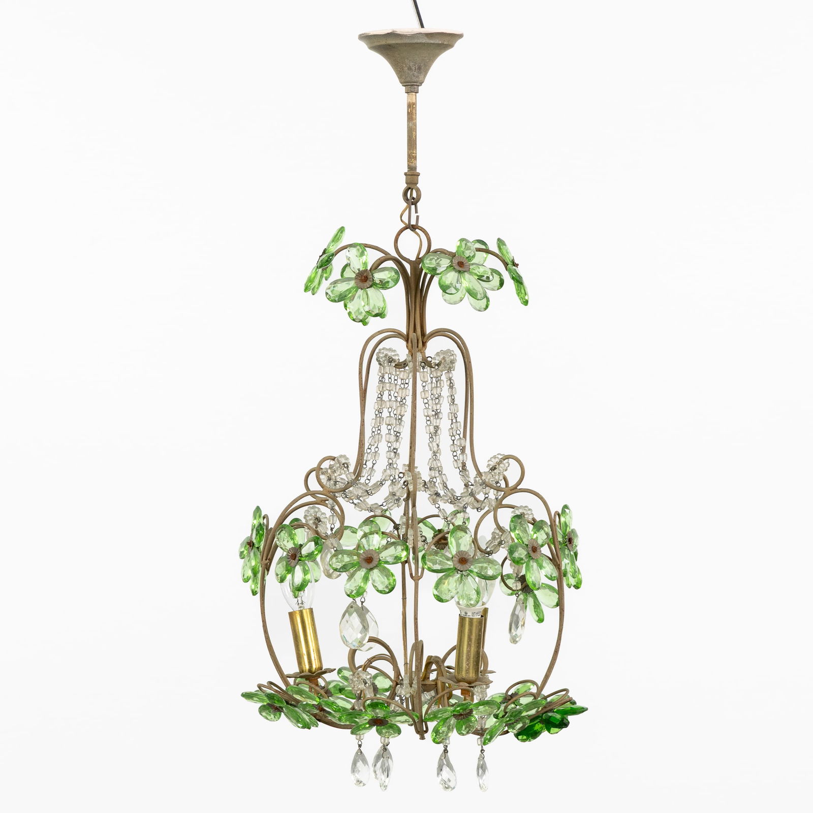 A Decorative Chandelier, in the Style of Maison Baguès, Brass and Cut Crystal. (1 of 6)