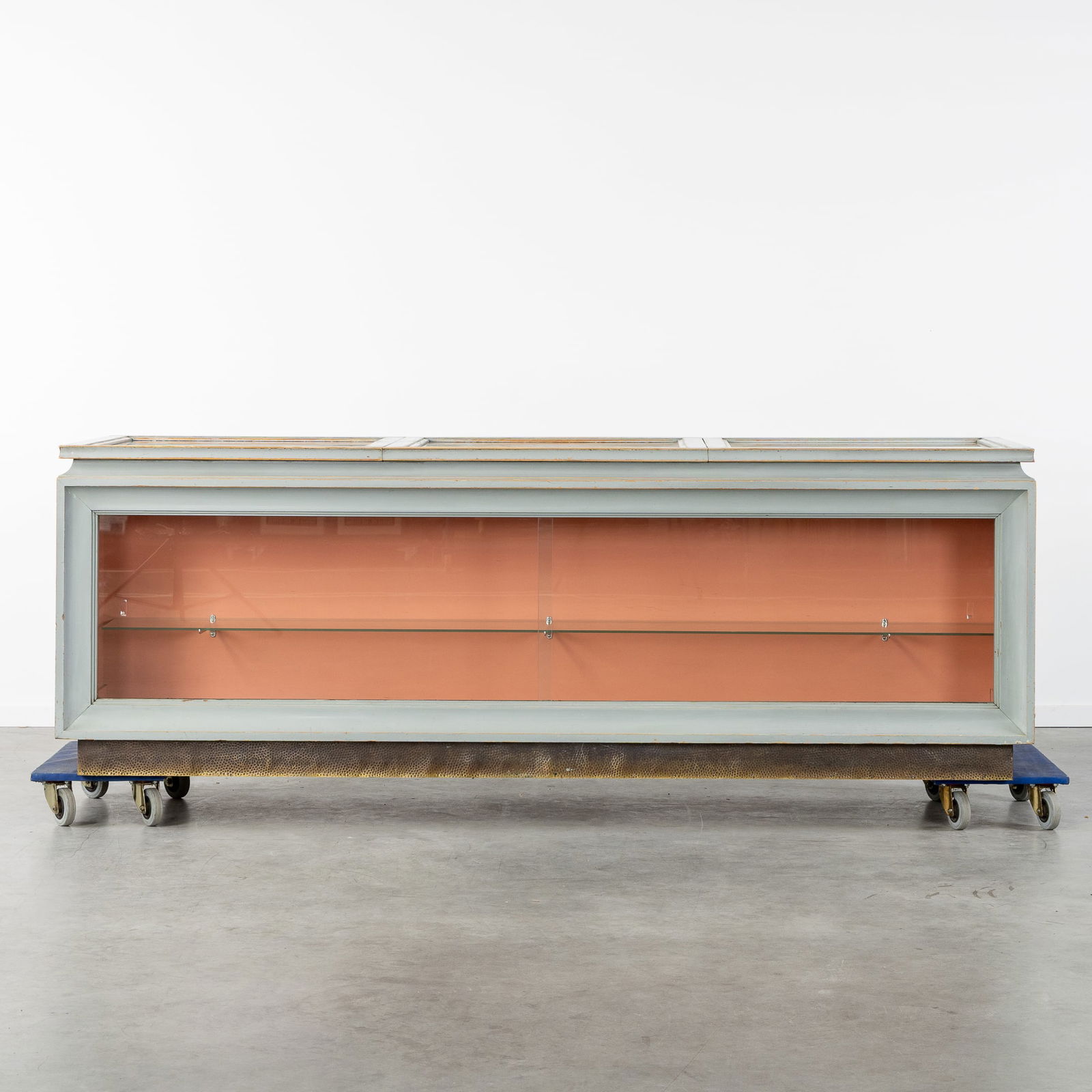 An Antique Counter, Patinated Wood and Glass, circa 1950. (1 of 12)