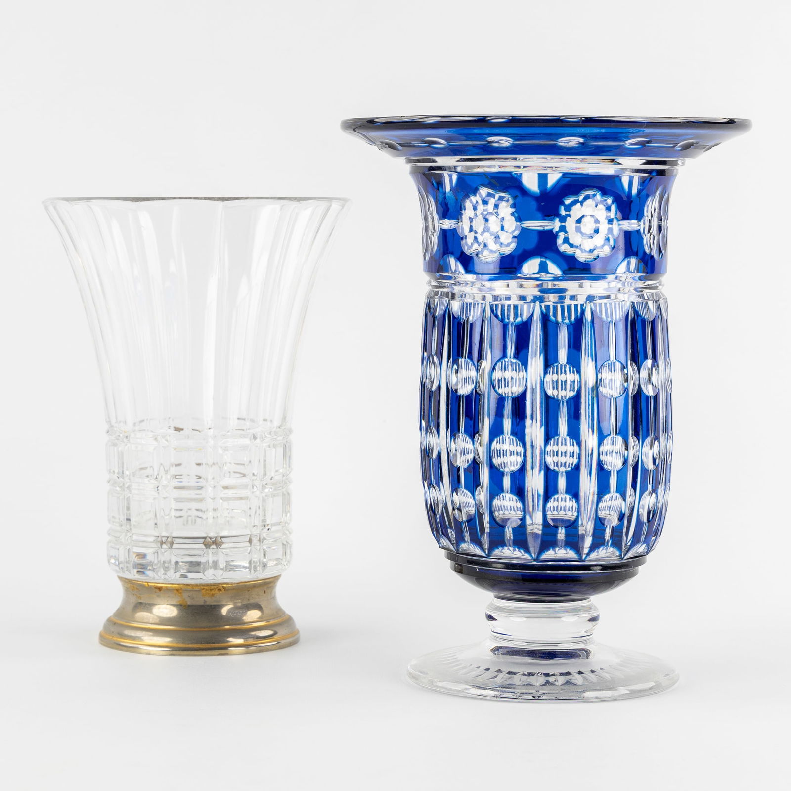 Val Saint Lambert, Joseph Simon, a Vase, Model Antar, Coloured and Cut Crystal. Added a Crystal: Val Saint Lambert, Joseph Simon, a Vase, Model Antar, Coloured and Cut Crystal. Added a Crystal Vase. Blue coloured and cut crystal.Vase, model Antar.Designed by Joseph Simon (1874-1960), for Val Sa