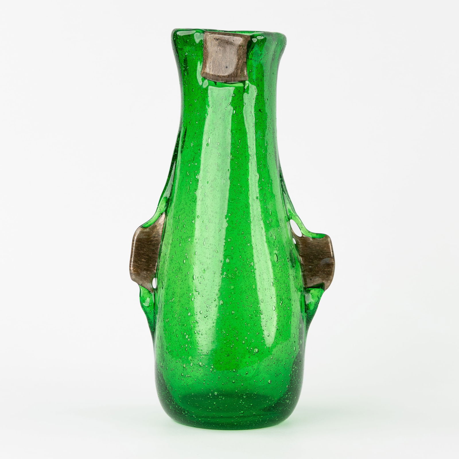 Arte Vetraria Muranese, a vase in green 'Bullicante' glass, Murano, Italy, 20th C. (1 of 10)