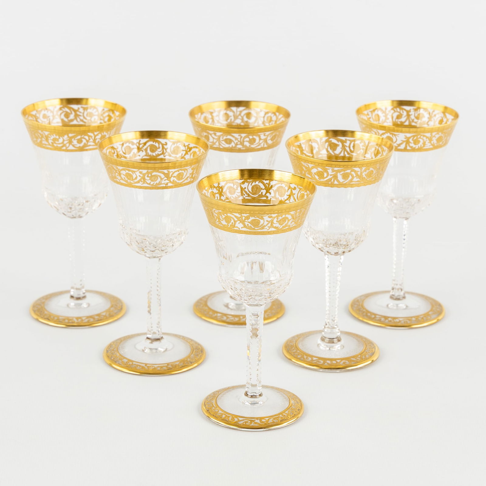 Saint Louis, 'Thistle Gold', A Set of 6 Port Glasses, Engraved Decorations and Etched Gold (1 of 4)