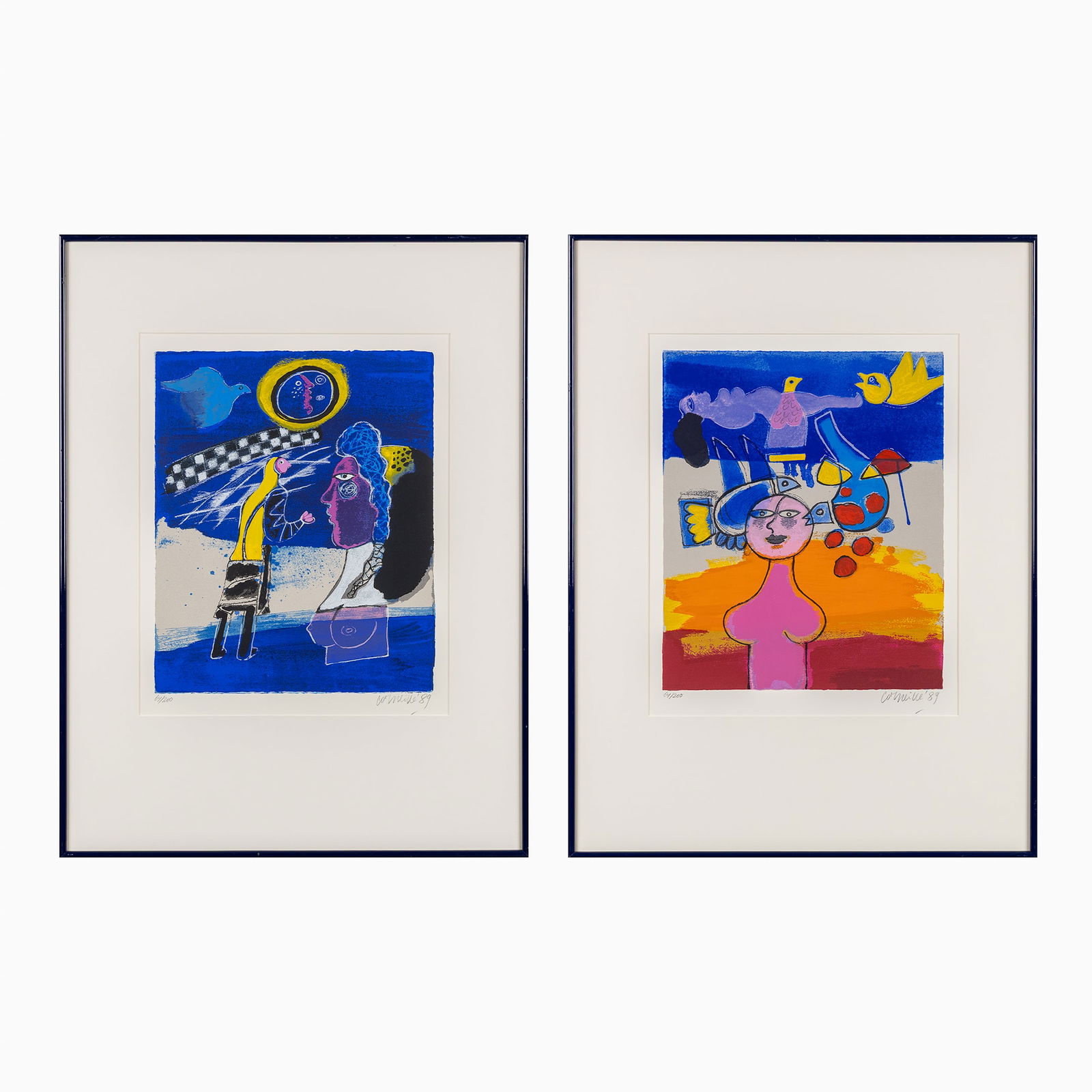 Corneille (1922-2010) 'Six Reves Peints I and II', two lithographs (1989).: Corneille (1922-2010) 'Six Reves Peints I and II', two lithographs (1989). Two lithographs.Signed and dated (in pencil) lower right.Numbered (64/200) (in pencil) lower left.Works I and II