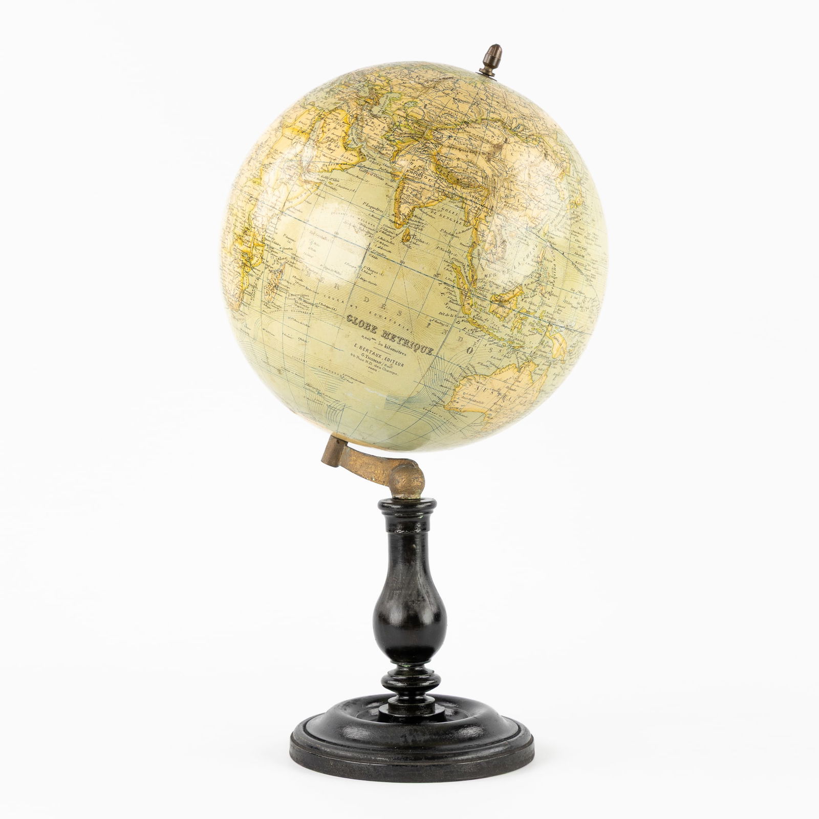 An Antique Globe on Stand, 'Globe Metrique, E. Bertaux Editeur, G. Thomas Successeur', Paris, circa: An Antique Globe on Stand, 'Globe Metrique, E. Bertaux Editeur, G. Thomas Successeur', Paris, circa 1900.