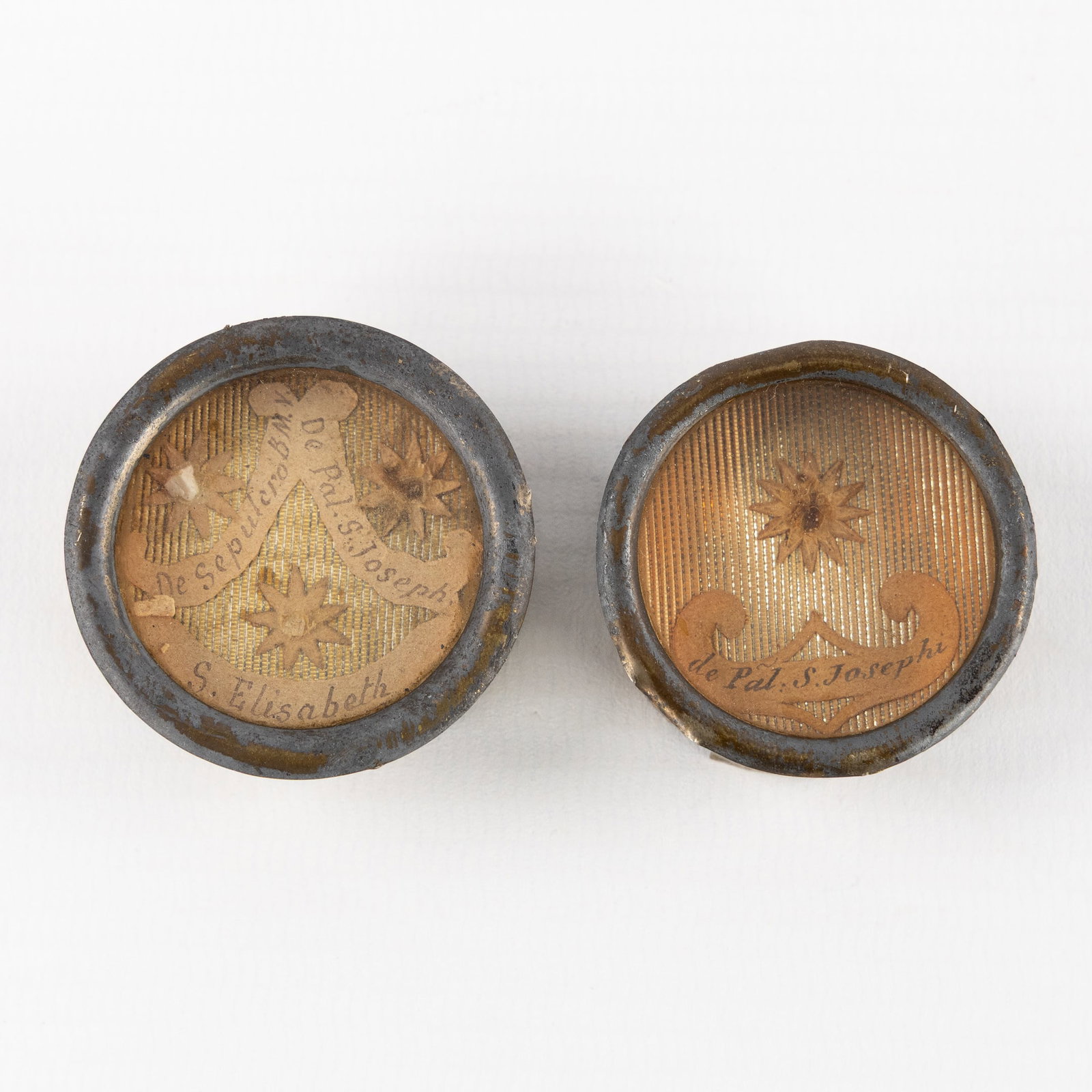 Two sealed theca with relics for Saints Jozef, Elisabeth and the Virgin Mary. (1 of 2)