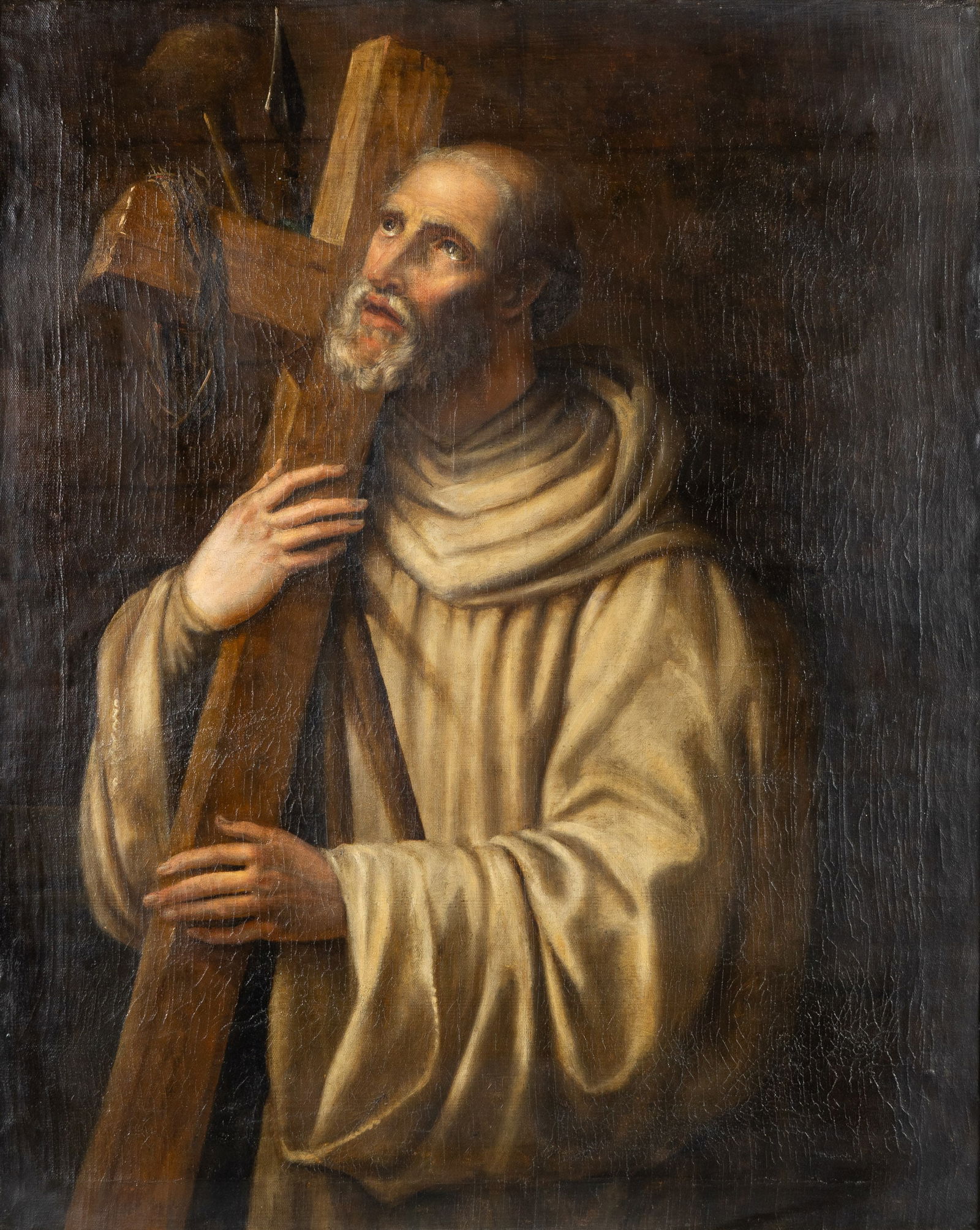 Saint Bernard of Clairvaux, an antique painting, oil on canvas, 17th C. (1 of 5)