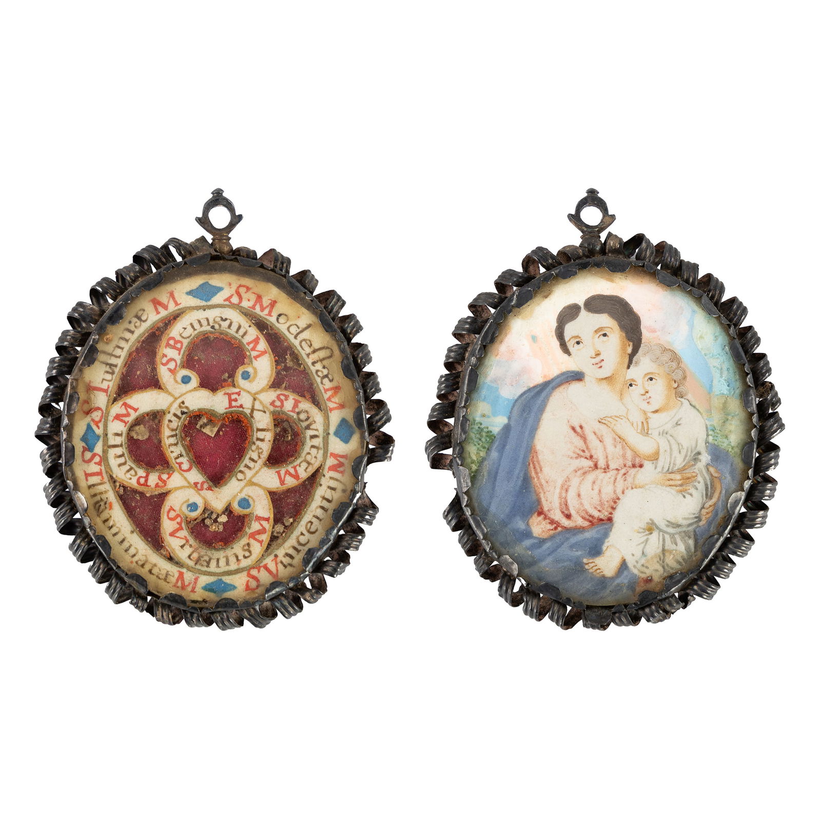 An antique pendant with relics, True Cross and Saints, and a miniature painting of The Virgin Mary (1 of 3)