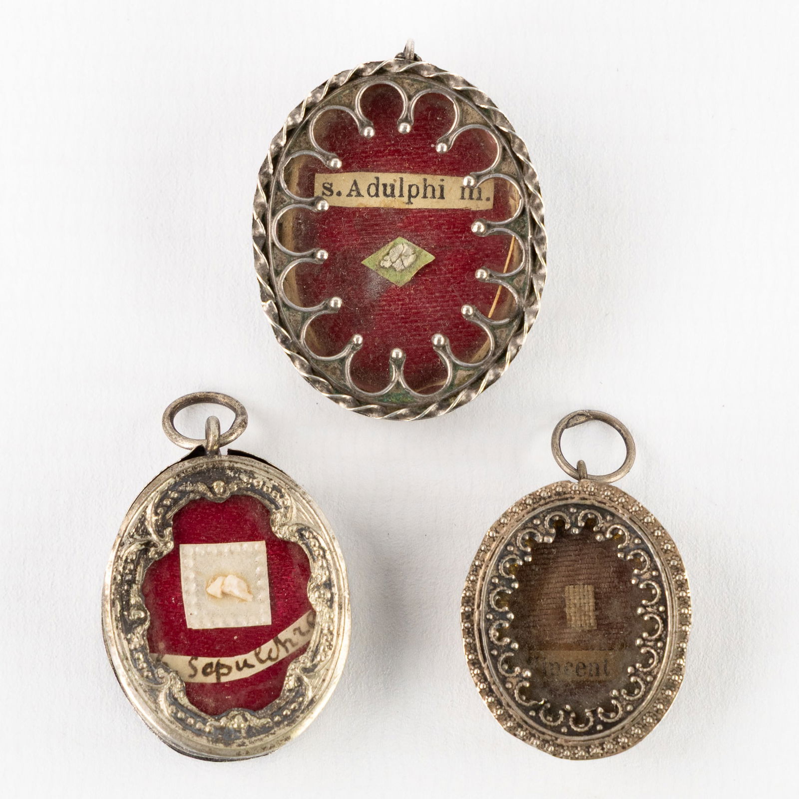 Three Sealed Silver Theca with Relics for Saints and the Tomb of Jesus Christ. (1 of 2)