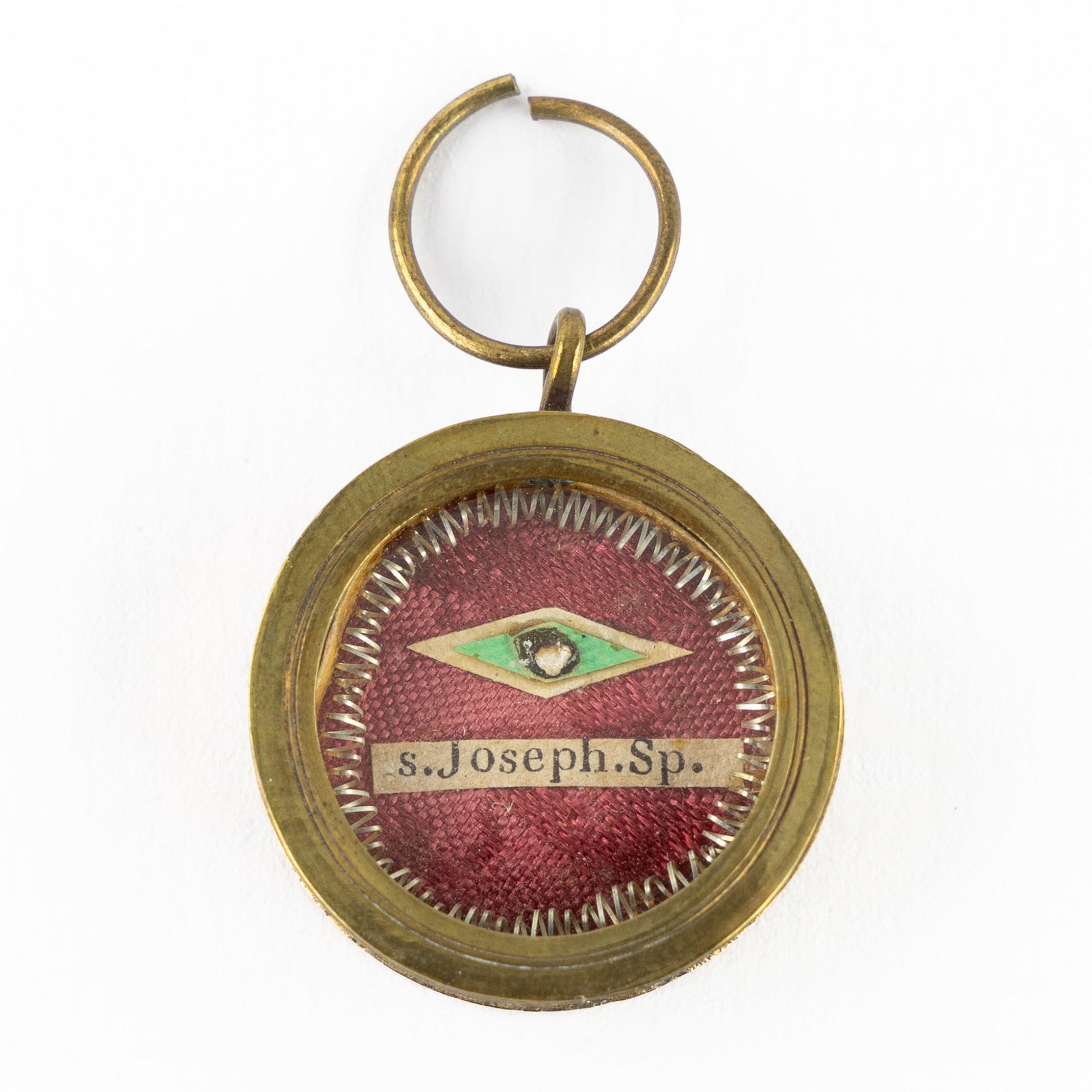A sealed theca with a relic of Saint Joseph, Spouse of the Virgin Mary. Inclusief document.: A sealed theca with a relic of Saint Joseph, Spouse of the Virgin Mary. Inclusief document. From the cloak of Saint Joseph, Spouse of the Virgin Mary. (Ex Pallio Josephi Sp.) Including the docum