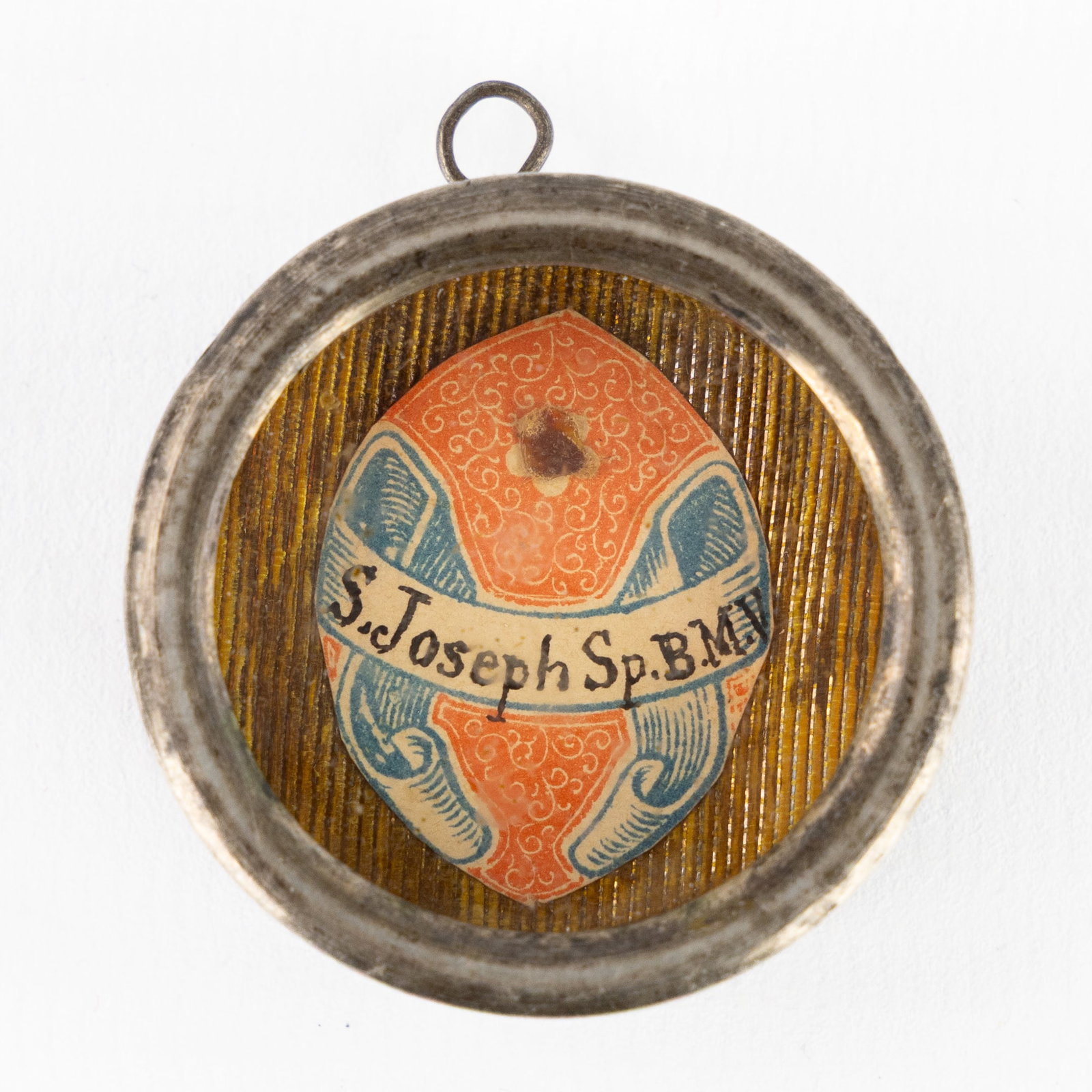 A sealed theca with a relic of Saint Joseph.: A sealed theca with a relic of Saint Joseph. S. Joseph Sp. BMV., Saint Joseph, Spouse of The Virgin Mary.