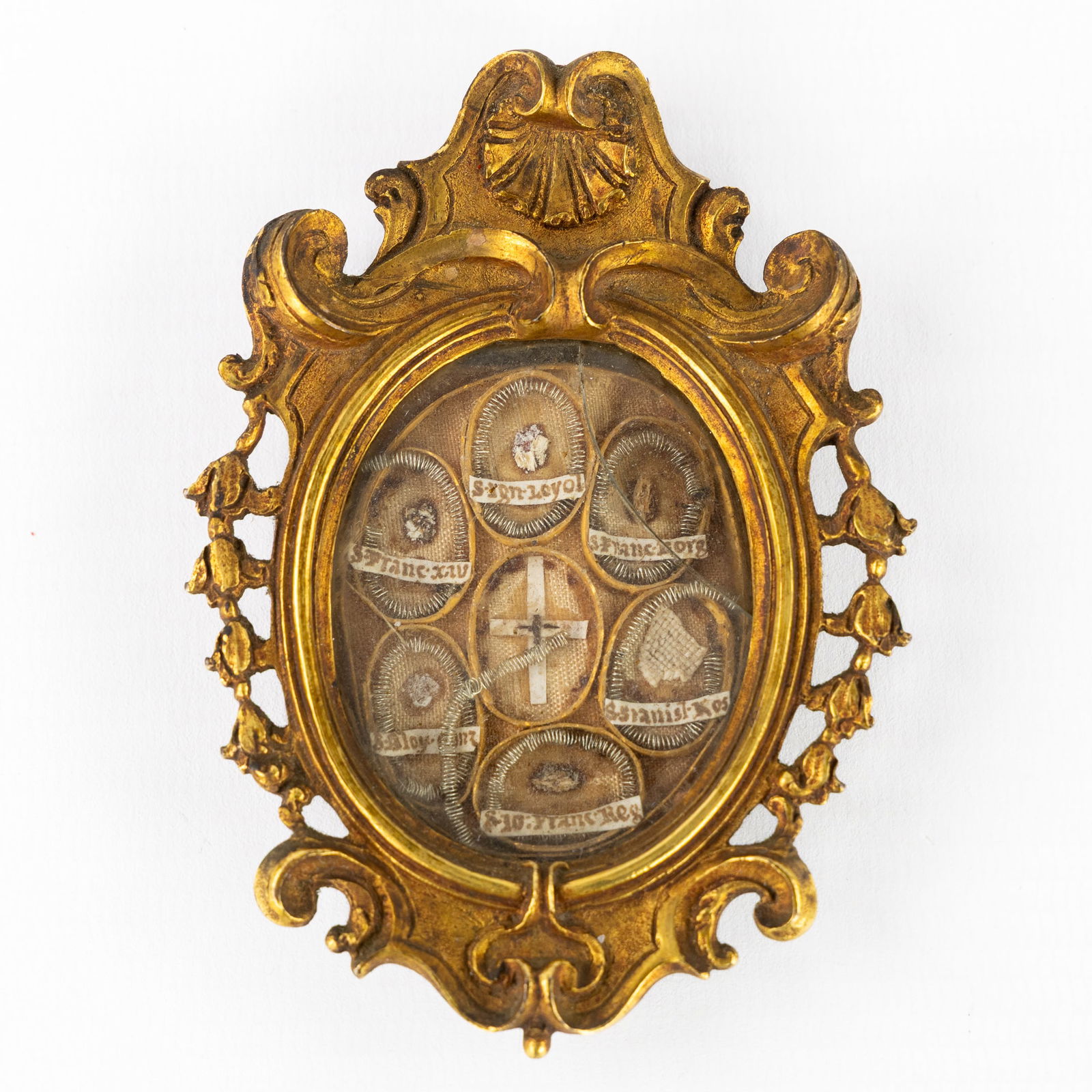 A Sealed Bronze Multi-Theca with Relics of the True Cross and Saints.: A Sealed