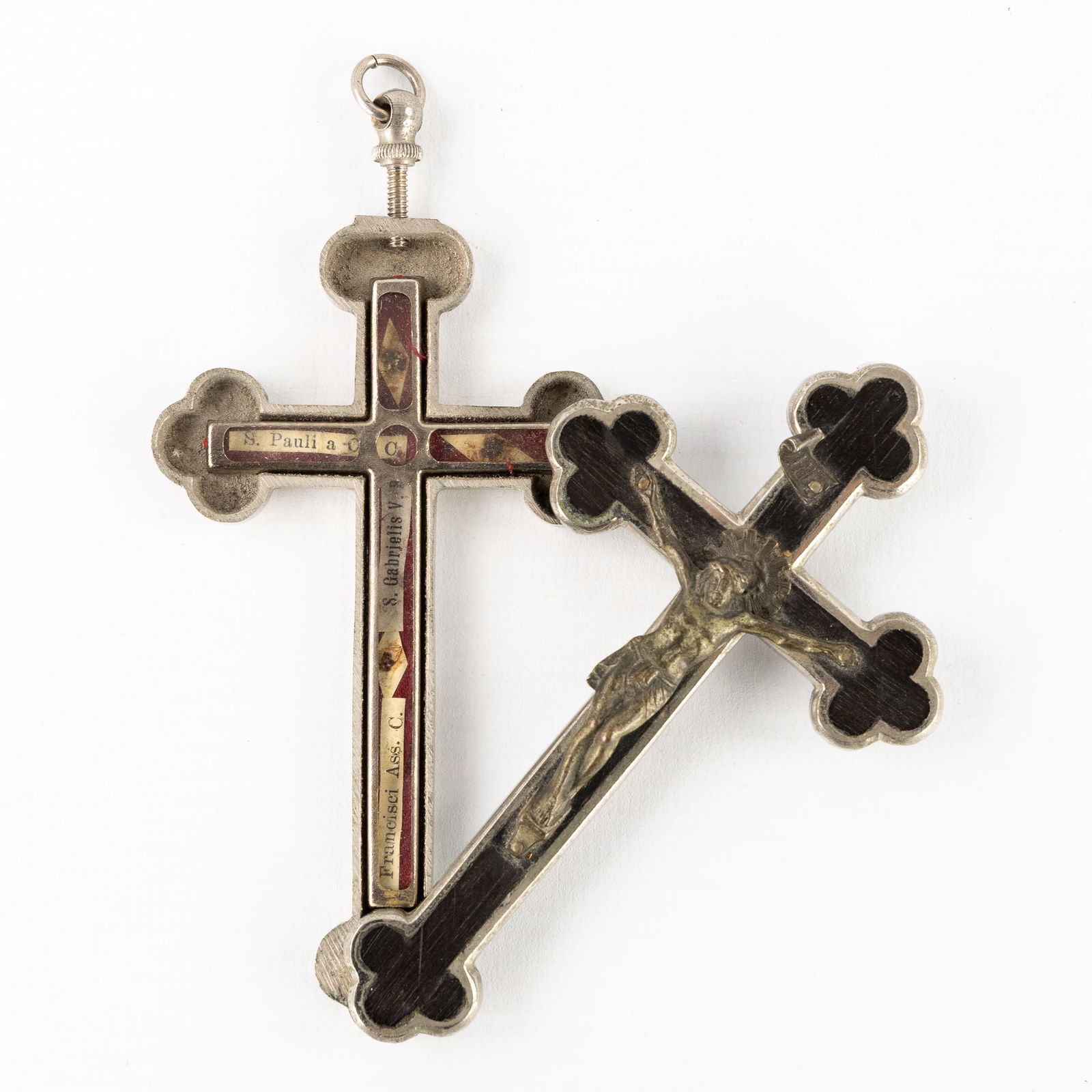 A Reliquary Crucifix with Relics for Paul of the Cross, Francis of Assisi, and Gabriel of Our Lady (1 of 4)