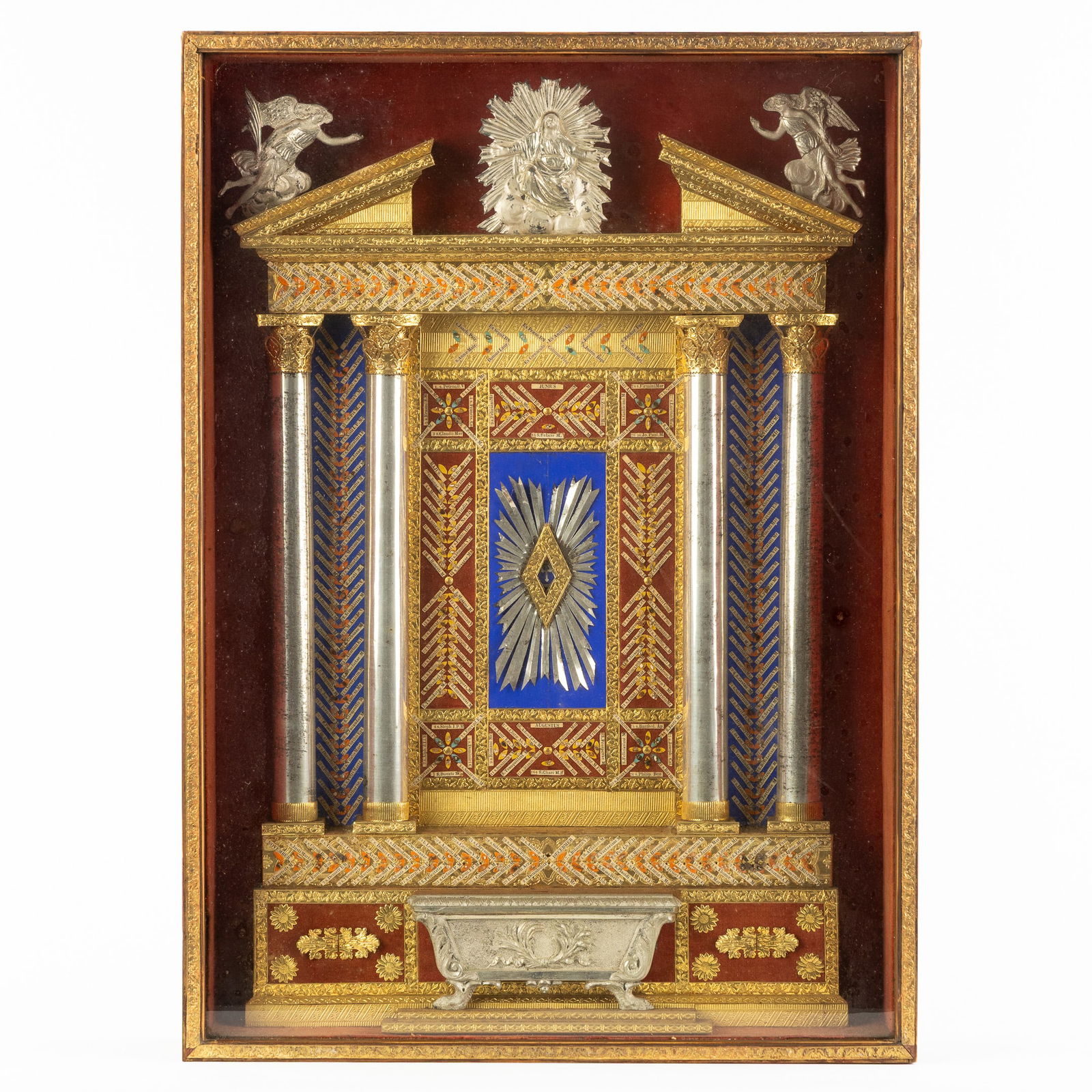 A Large Reliquary Calendar, added with a relic of the True Cross and 365 relics, 19th century. (1 of 7)