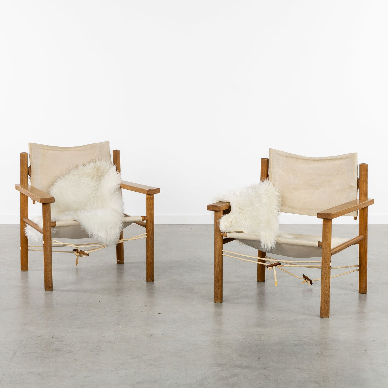 A Pair of Safari Chairs, Wood and Canvas. (1 of 9)