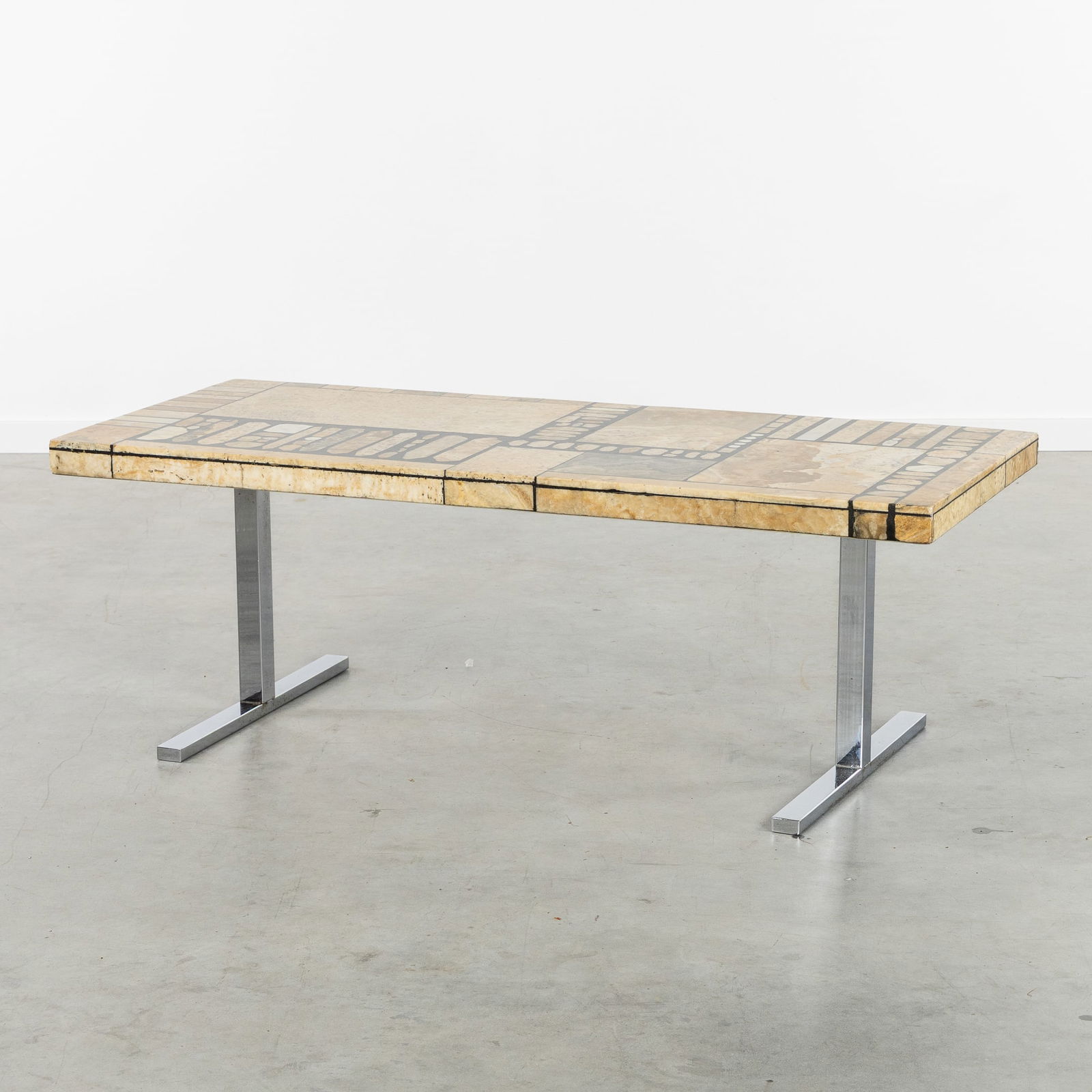 Heinz Lilienthal (1927-2006) A Coffee Table, Marble/Natural stone Mosaic, Germany, circa 1970: Heinz Lilienthal (1927-2006) A Coffee Table, Marble/Natural stone Mosaic, Germany, circa 1970 Marble, onyx and natural stone (mosaic) and steel.Germany, circa 1970.