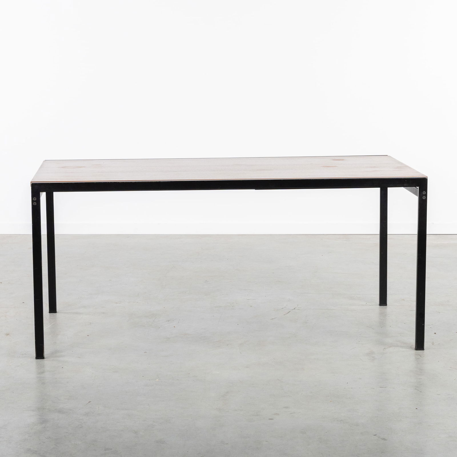 Cees Braakman (1917-1995) TU30 Dining Table, Japanese Series, for Pastoe. Netherlands, circa: Cees Braakman (1917-1995) TU30 Dining Table, Japanese Series, for Pastoe. Netherlands, circa 1960-1970. Teak and black lacquered steel.Extendable dining table (157 cm - 216 cm).Designed by Cees