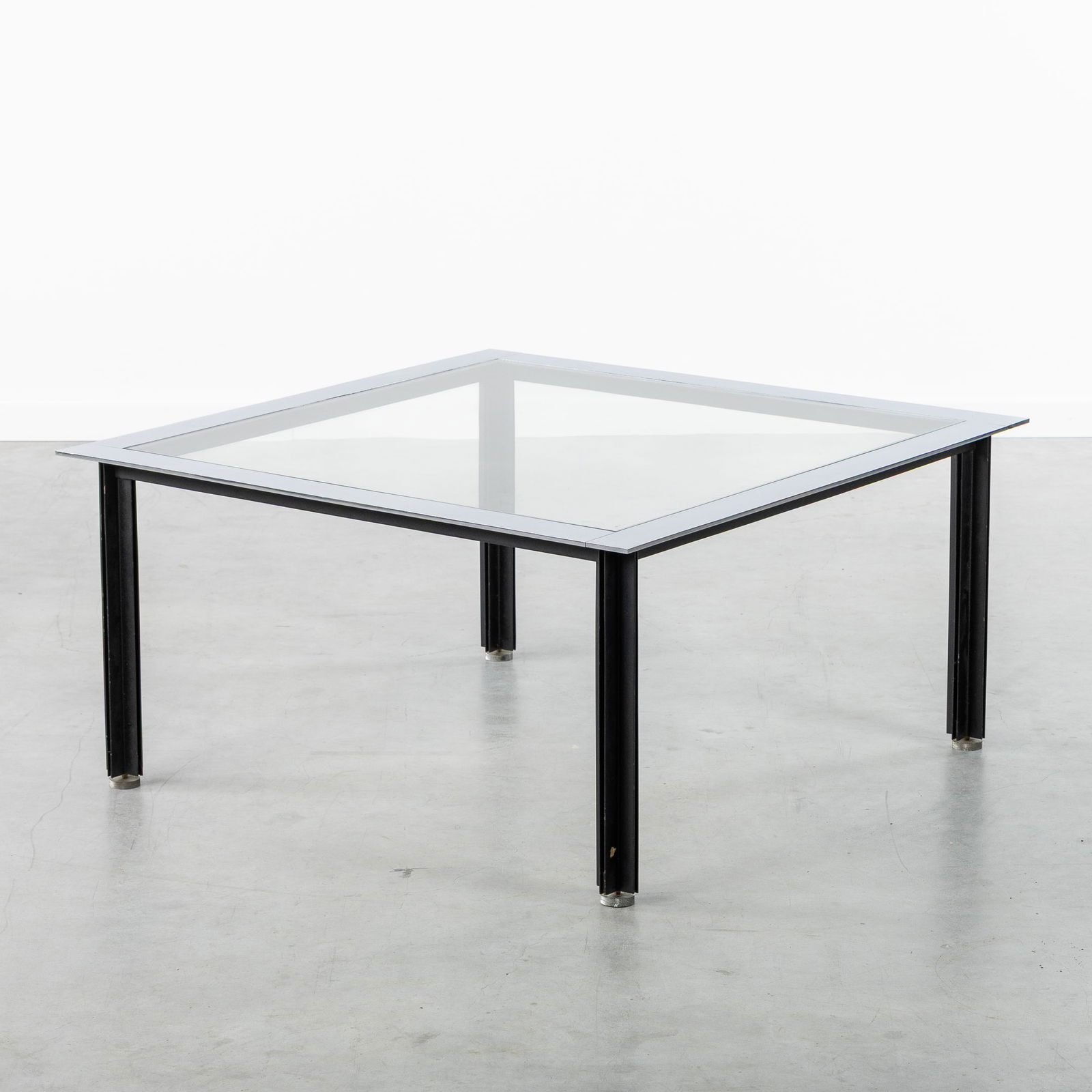 Luigi Caccia Dominioni (1913-2016) 'T10 Fasce Cromate', a Coffee Table, for Azucena. Italy, 1958.: Luigi Caccia Dominioni (1913-2016) 'T10 Fasce Cromate', a Coffee Table, for Azucena. Italy, 1958. Lacquered metal, chromed metal, and glass. Designed by Luigi Caccia Dominioni in 1957 for Azucena. Lit