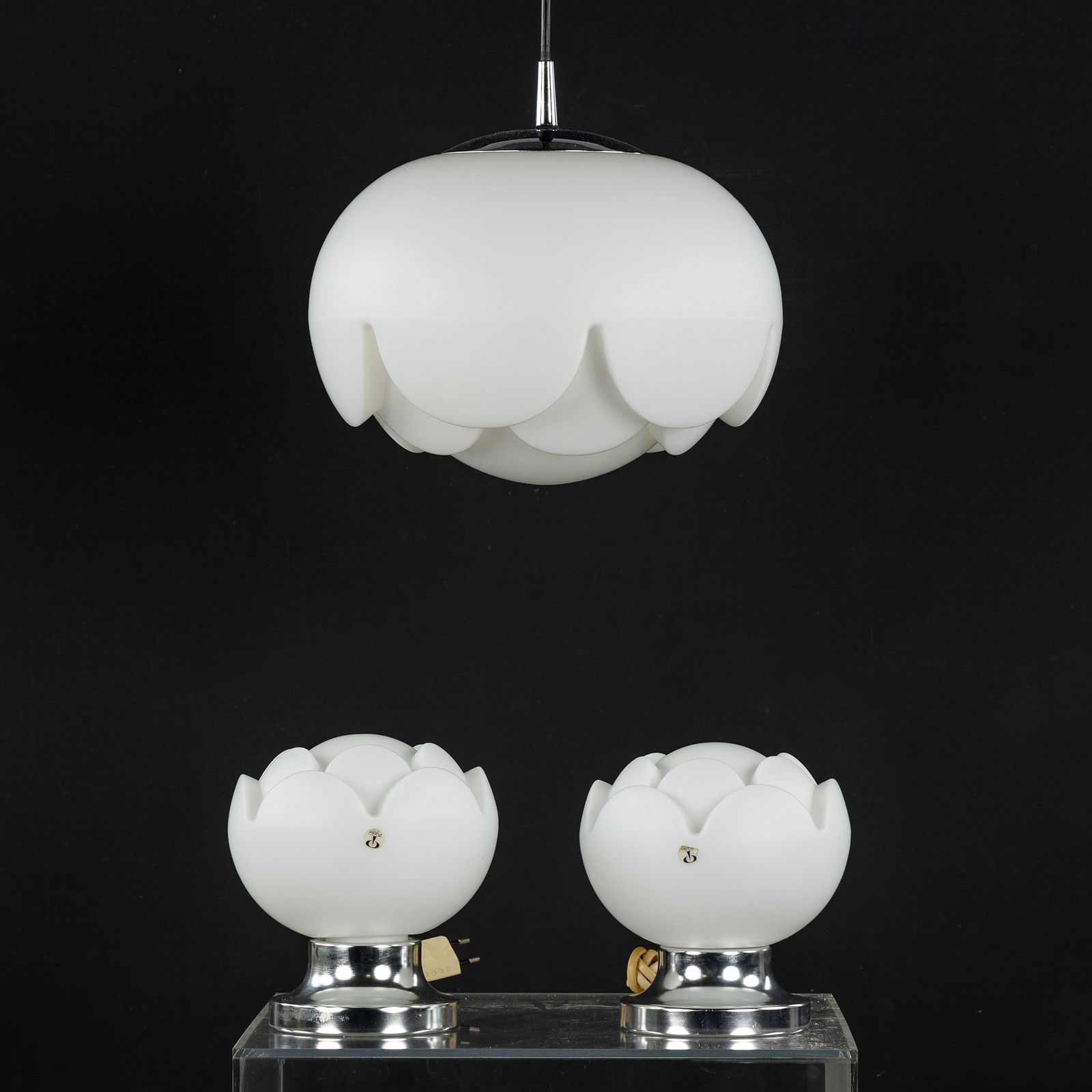 Peill & Putzler, Seerose / Artichoke, a Pendant Lamp and Two Table Lamps, Germany, circa 1970. (1 of 6)