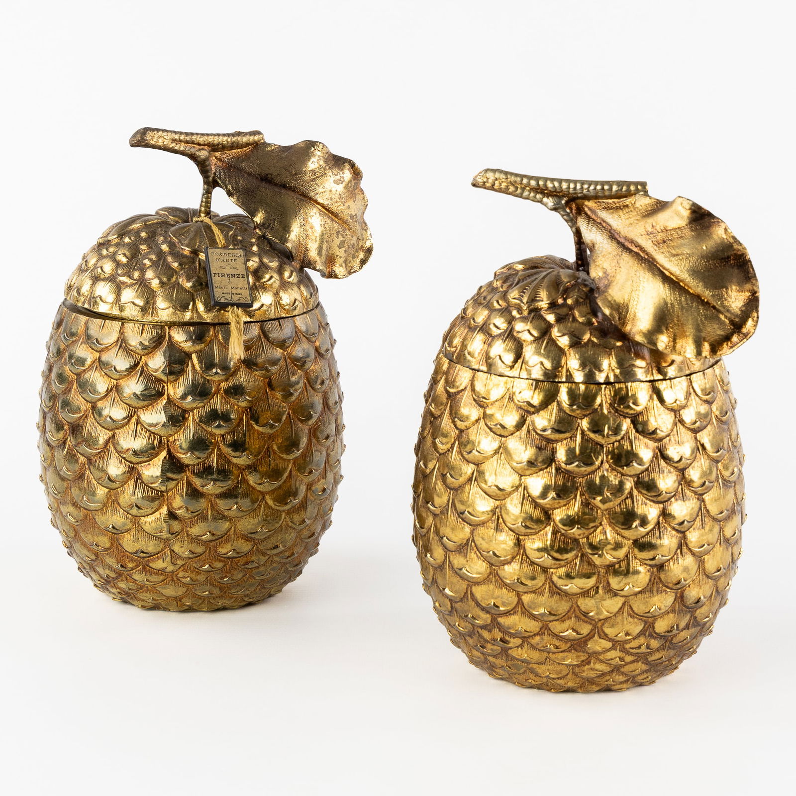 Mauro Manetti (XX) 'Pine Cone' Two Ice Pails. Gilded. (1 of 9)
