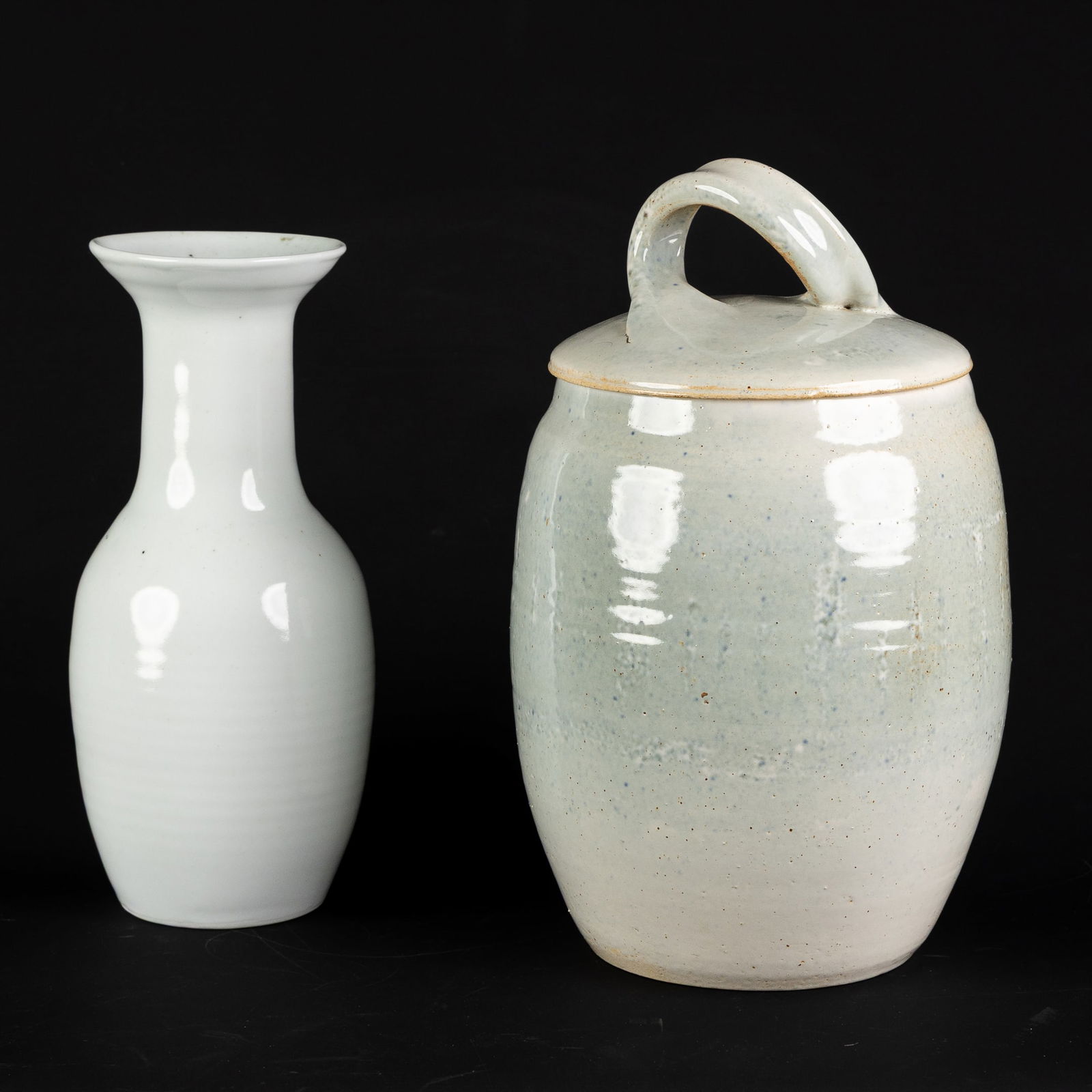 Tjok Dessauvage (1948) 'Covered Vase & Vase' glazed ceramic. (1 of 10)