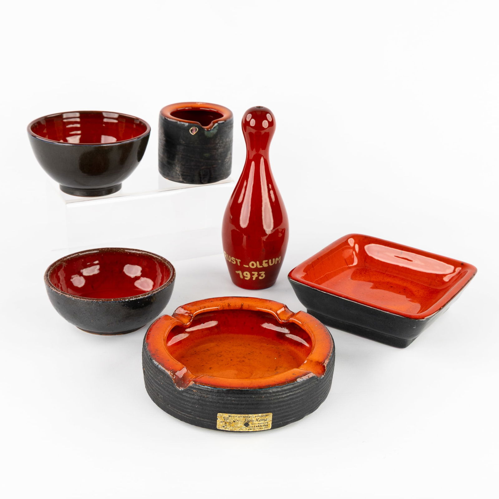 Amphora and Perignem, six pieces of glazed ceramics. Circa 1960-1970. (1 of 10)