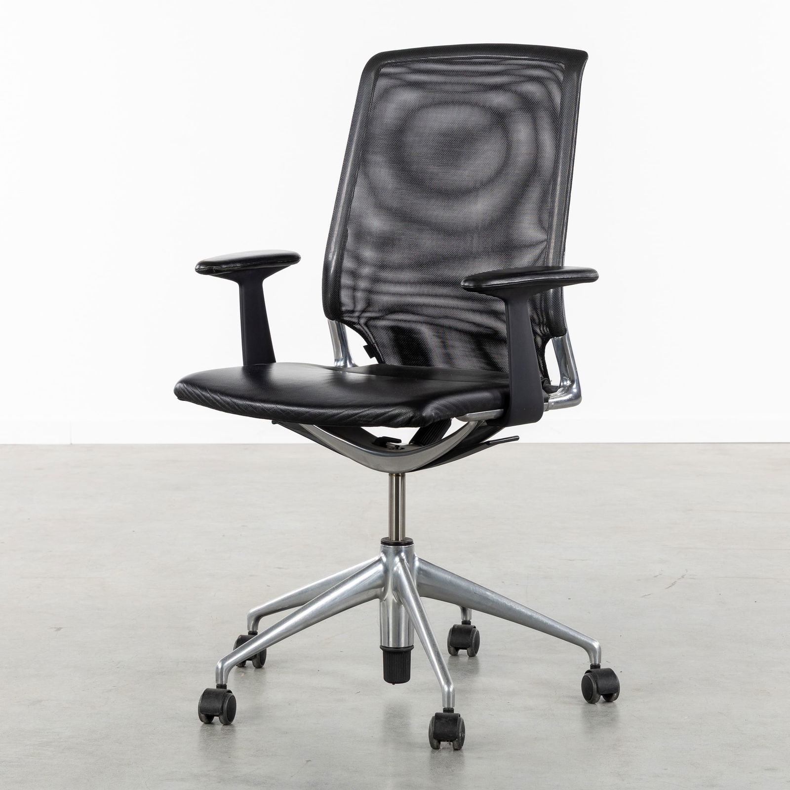 Alberto Meda (1945) 'Meda Chair', an Office Chair, for Vitra, Chrome-plated Metal and Leather, (1 of 9)