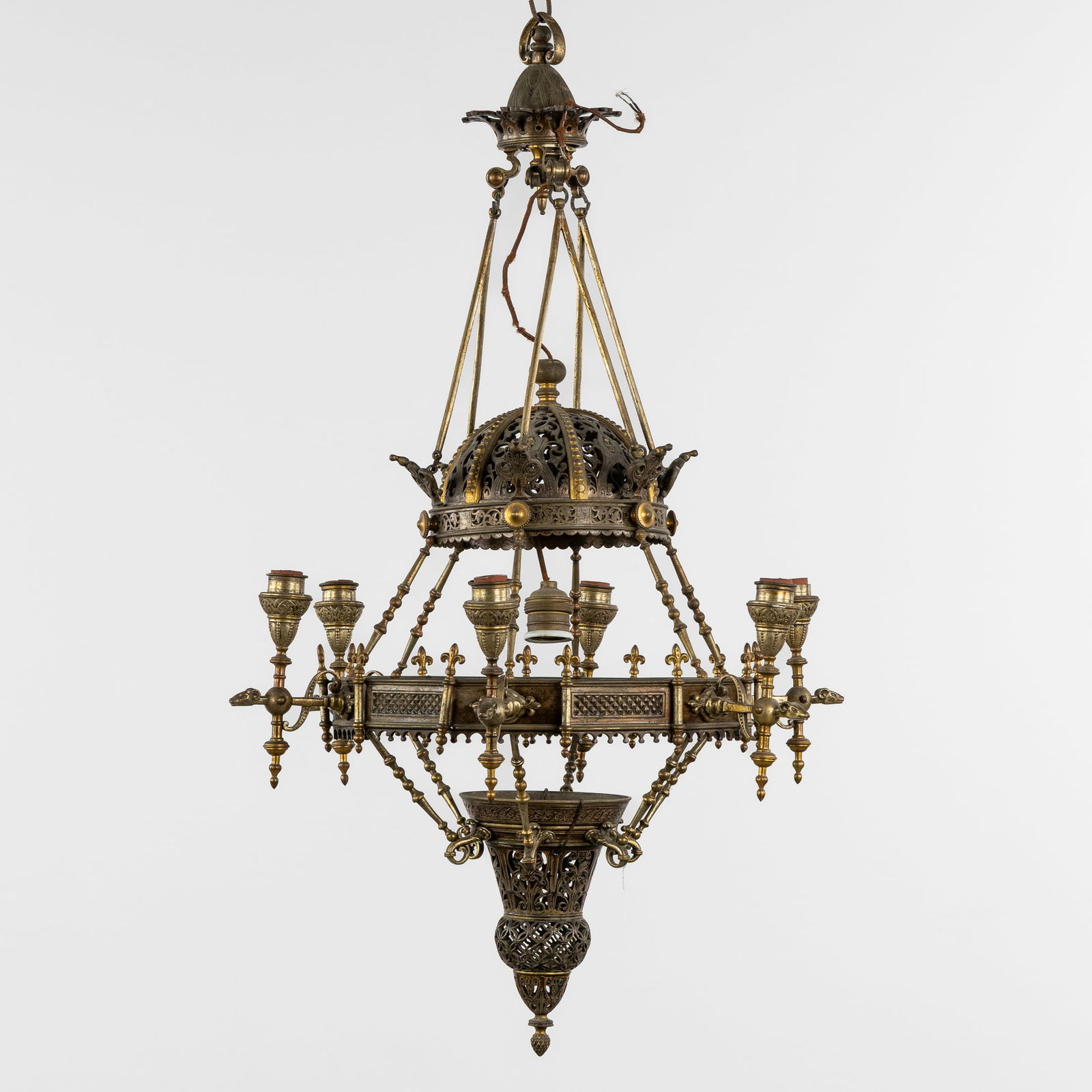 An Oriental Chandelier, Brass and Bronze. Circa 1900. (1 of 6)