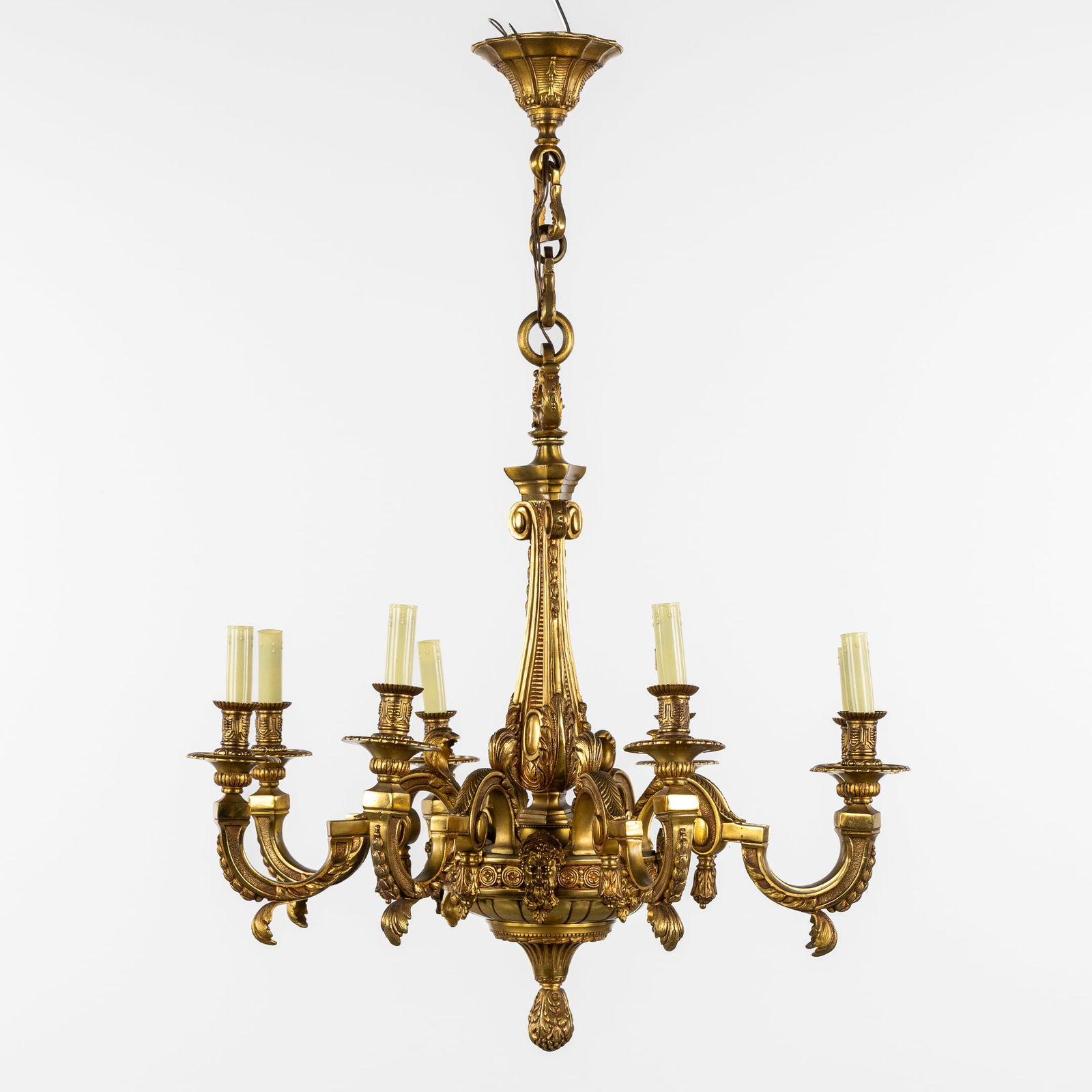 A Large 'Mazarin' Chandelier, decorated with Mascarons, Gilded Bronze. (1 of 5)