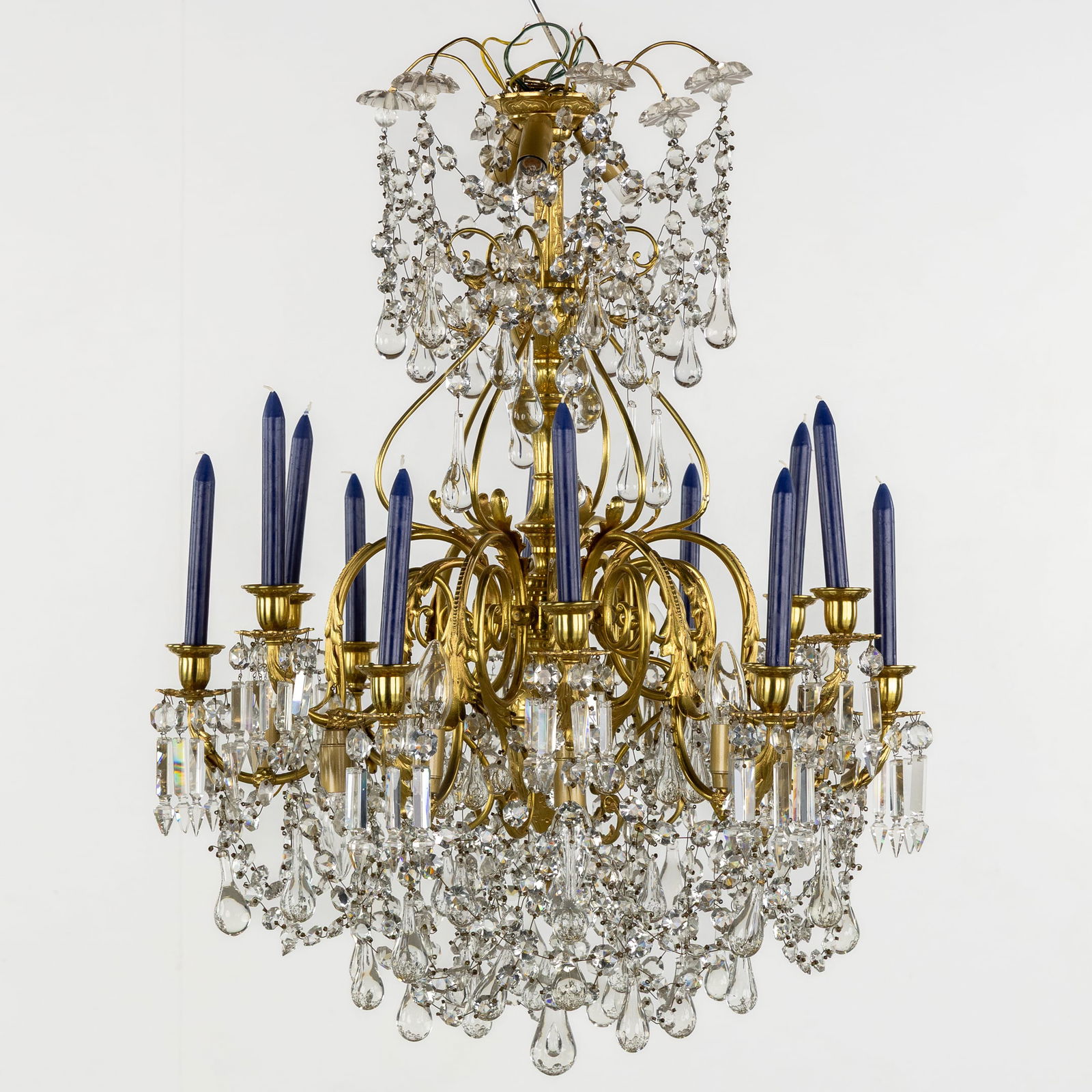A Decorative Twelve-Armed Chandelier, Bronze and Cut Crystal. (1 of 7)