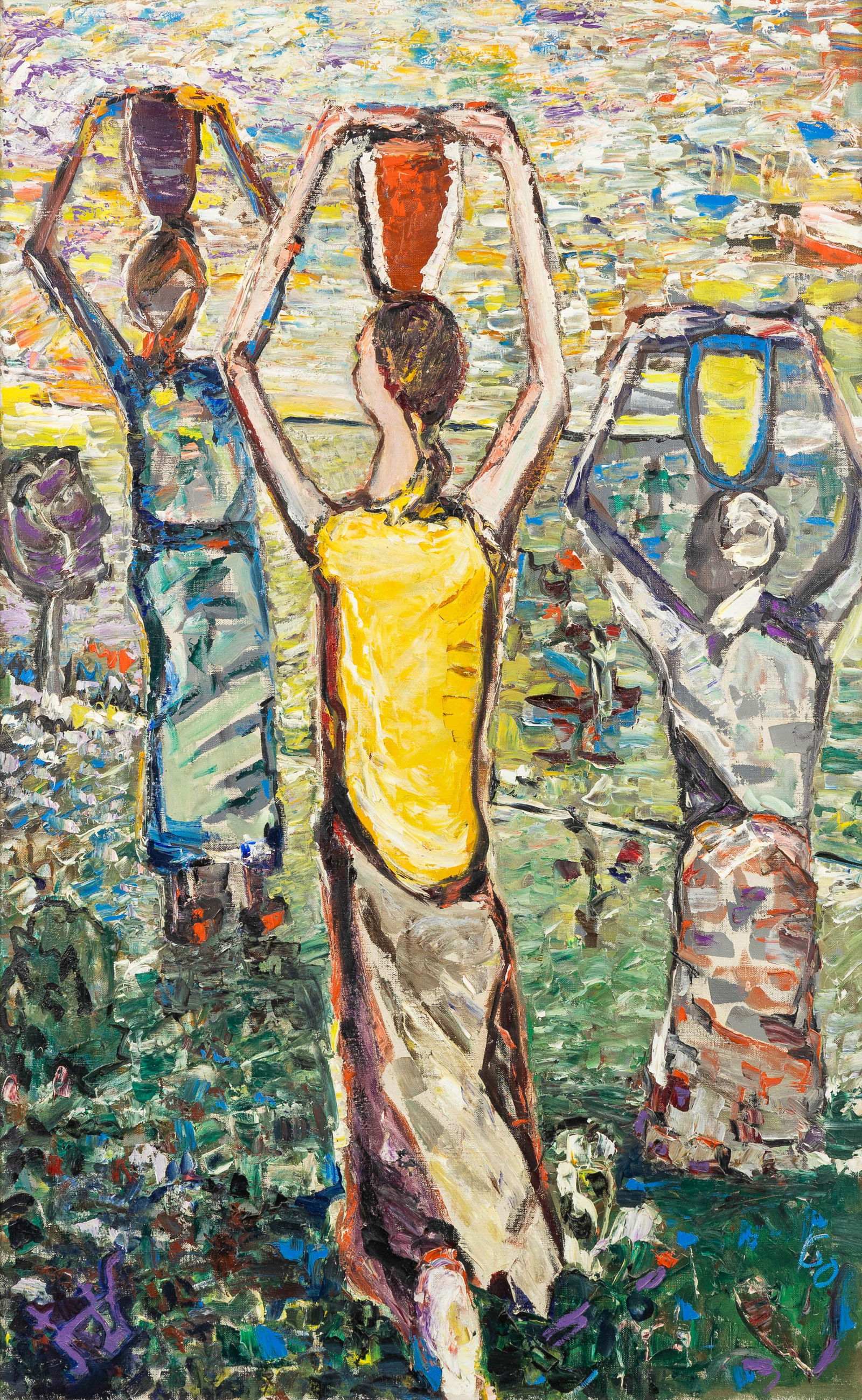 Gaston 'Boer' Theuninck (1900-1977) 'The Three Jug Bearers', oil on canvas.: Gaston 'Boer' Theuninck (1900-1977) 'The Three Jug Bearers', oil on canvas. Oil on canvas.Signed lower left.Titled and signed on the back. (135,5 x 89,5 cm)