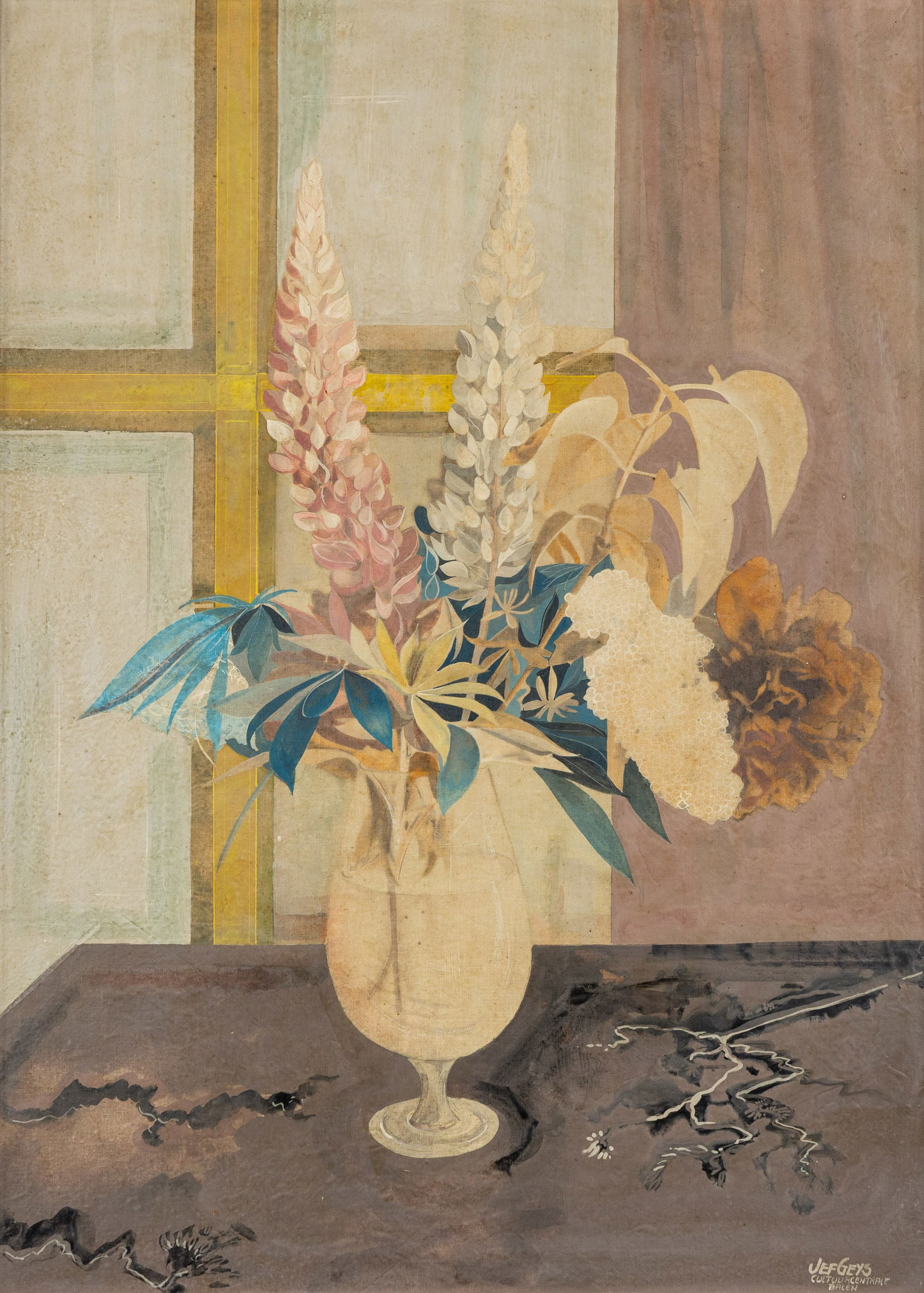 Jef Geys (1934-2018) 'Still Life with a Bouquet of Flowers', acrylic on canvas/toile. (1 of 5)