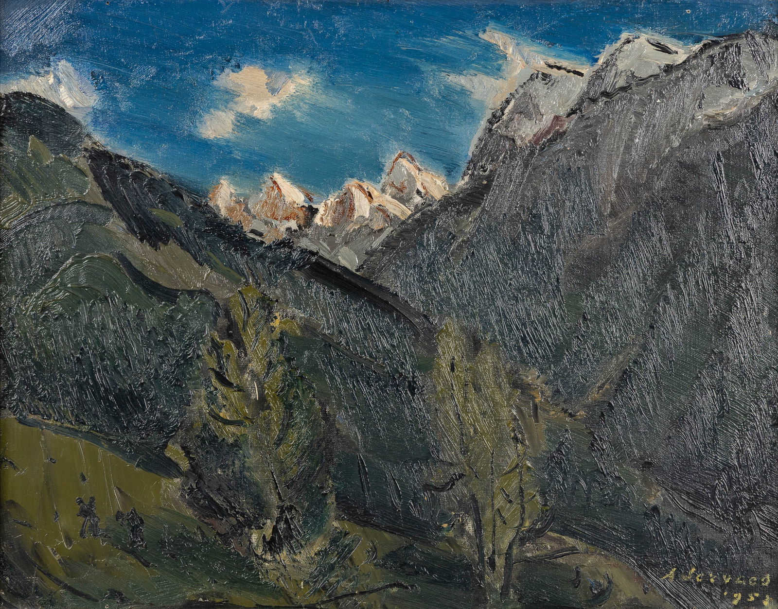 Albert Servaes (1883-1966) 'Swiss Alps', oil on canvas (1952). (1 of 7)