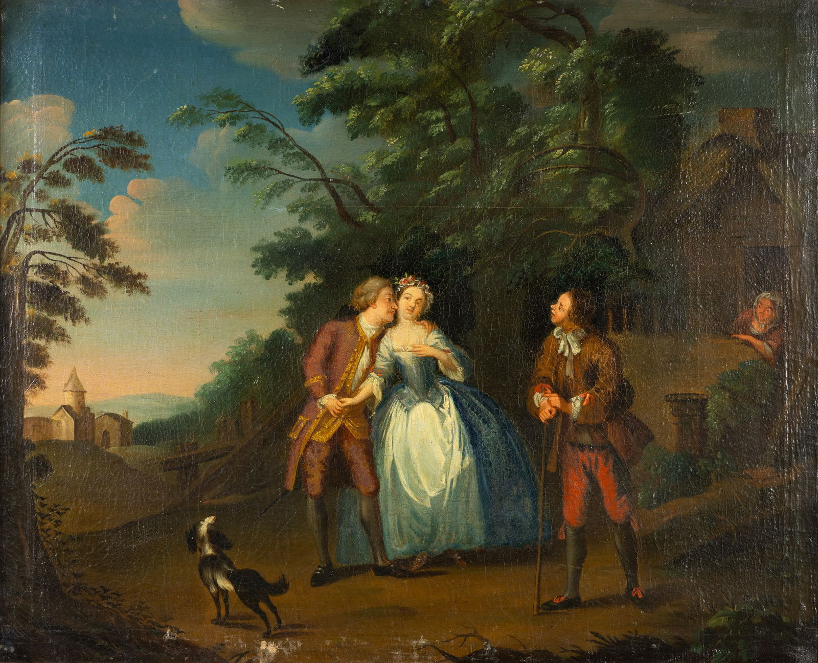 French school, An Antique Painting with a Gallant Scene, oil on canvas, not signed, 19th C. (1 of 6)