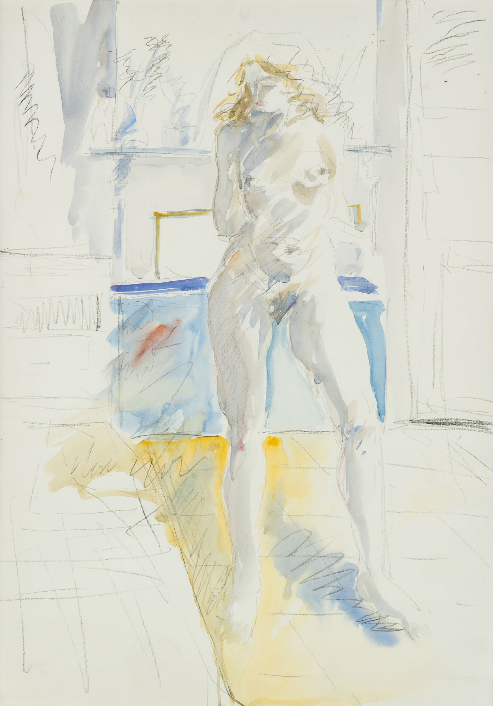 Koen Scherpereel (1961-1997) 'Nude', watercolour and pencil on paper.: Koen Scherpereel (1961-1997) 'Nude', watercolour and pencil on paper. Watercolour and pencil on paper.