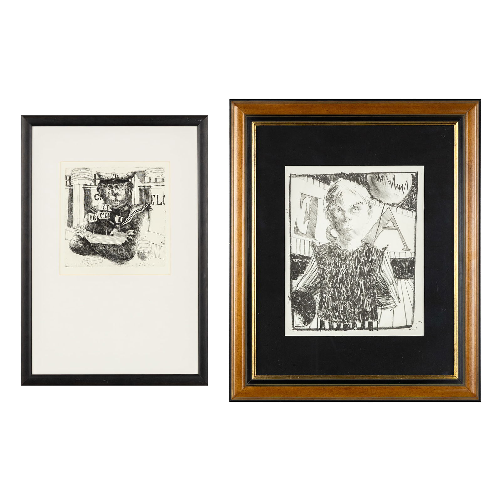 Koen Scherpereel (1961-1997) 'Sailor' and 'Young Lady', two etchings.: Koen Scherpereel (1961-1997) 'Sailor' and 'Young Lady', two etchings. Two etchings.Not signed, not numbered. 'Sailor'19.5 x 20 cm (53 x 37 cm) 'Young Lady'31 x 26.5 cm (59 x 49 cm)