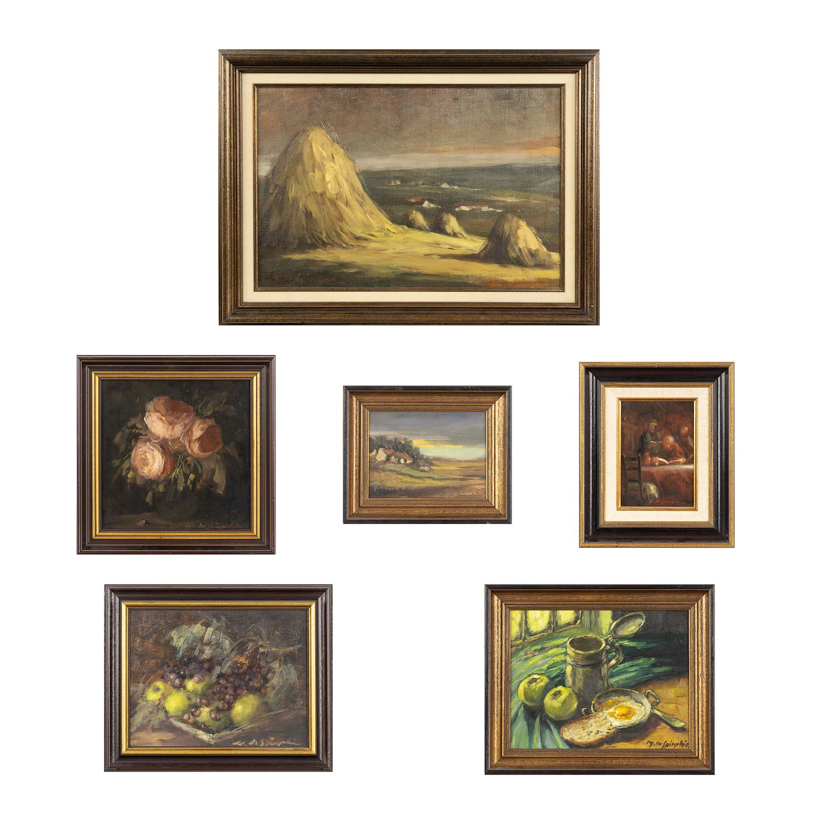 Marthe De Spiegeleir (1897-1991) A Collection of Six Paintings, oil on canvas and panel. (1 of 16)
