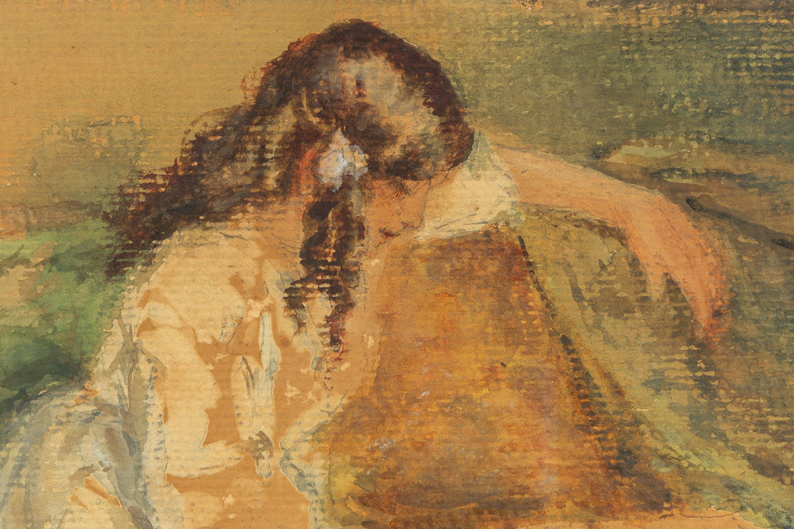 Valéry Vander Poorten (1875-1932) 'Reading Young Lady', watercolour on paper. (1 of 5)